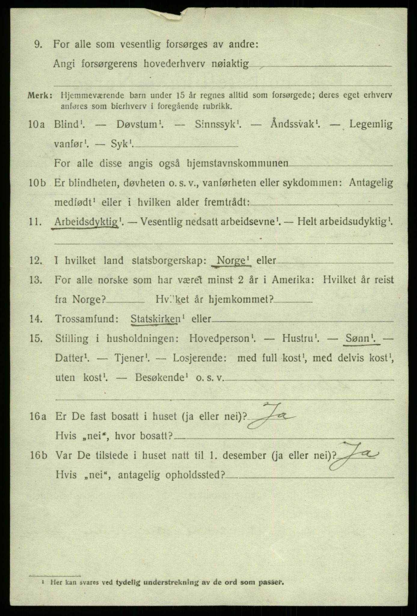 SAB, 1920 census for Granvin, 1920, p. 2353