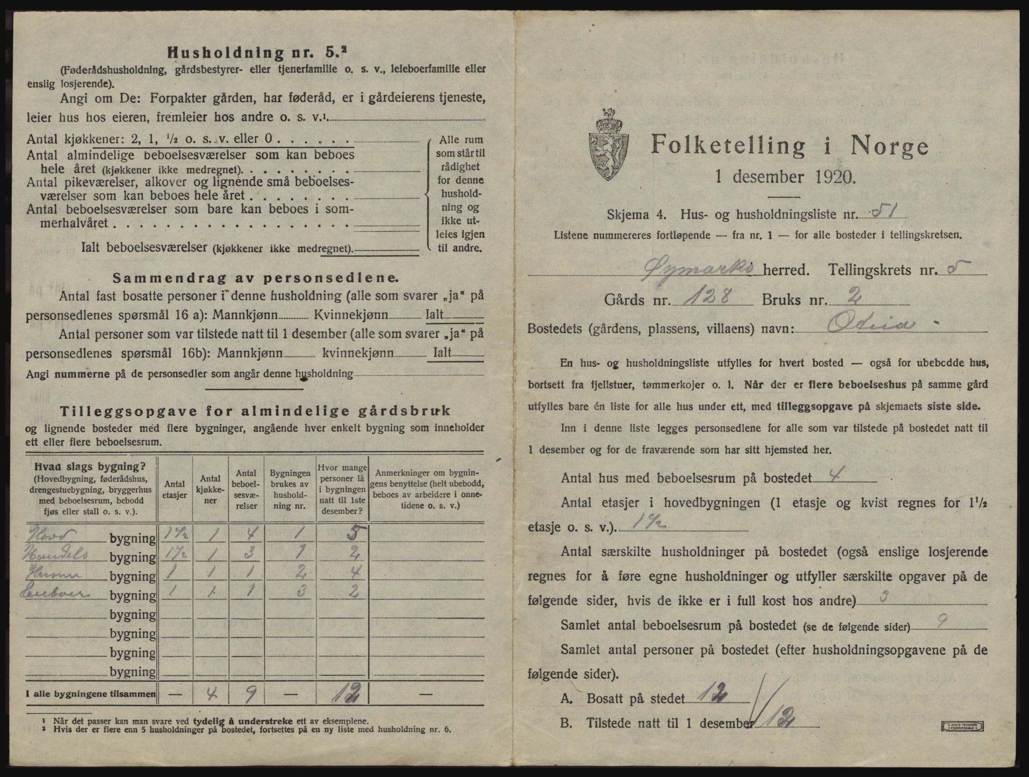 SAO, 1920 census for Øymark, 1920, p. 643