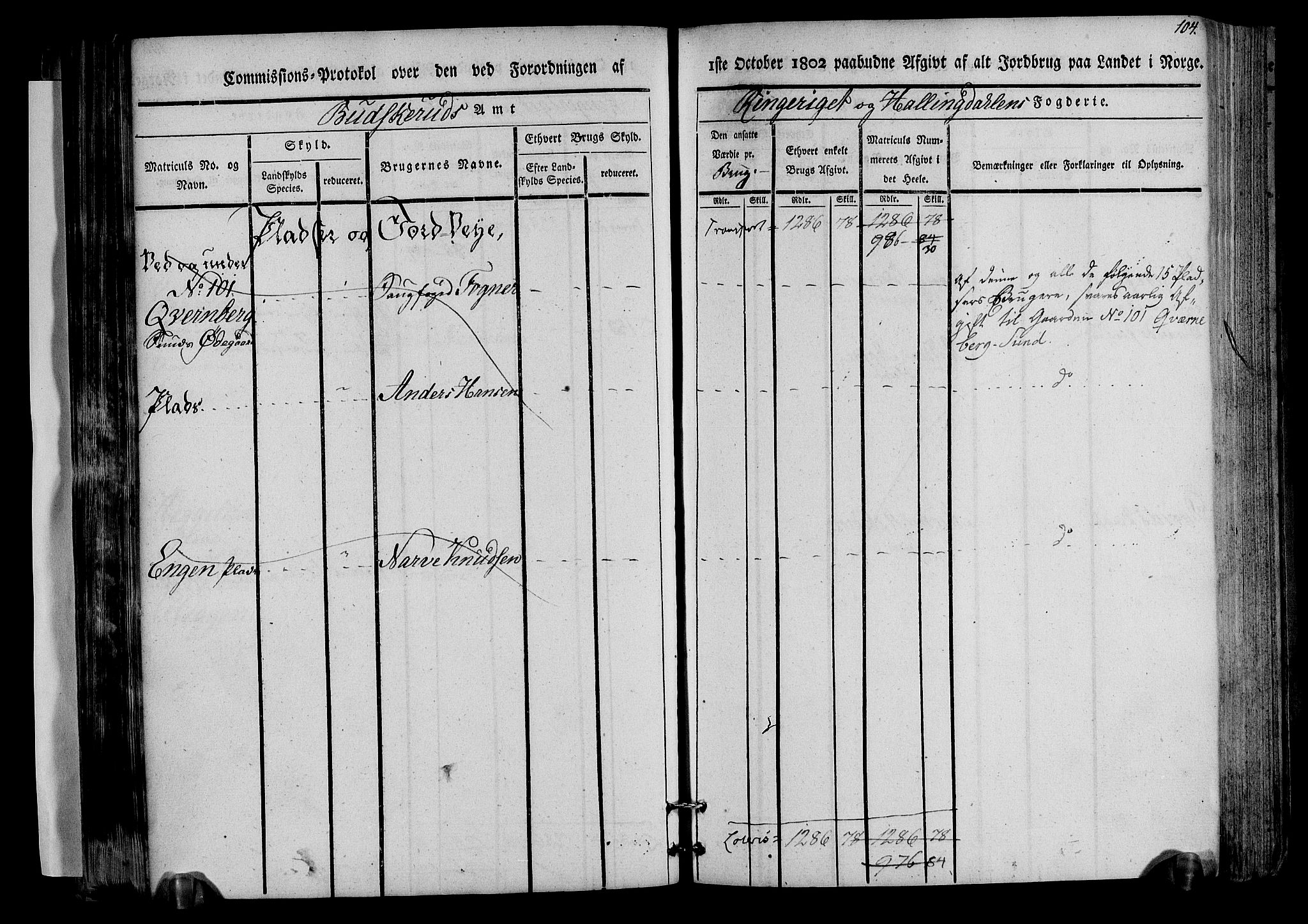 Rentekammeret inntil 1814, Realistisk ordnet avdeling, AV/RA-EA-4070/N/Ne/Nea/L0045: Ringerike og Hallingdal fogderi. Kommisjonsprotokoll for Norderhov prestegjeld, 1803, p. 107