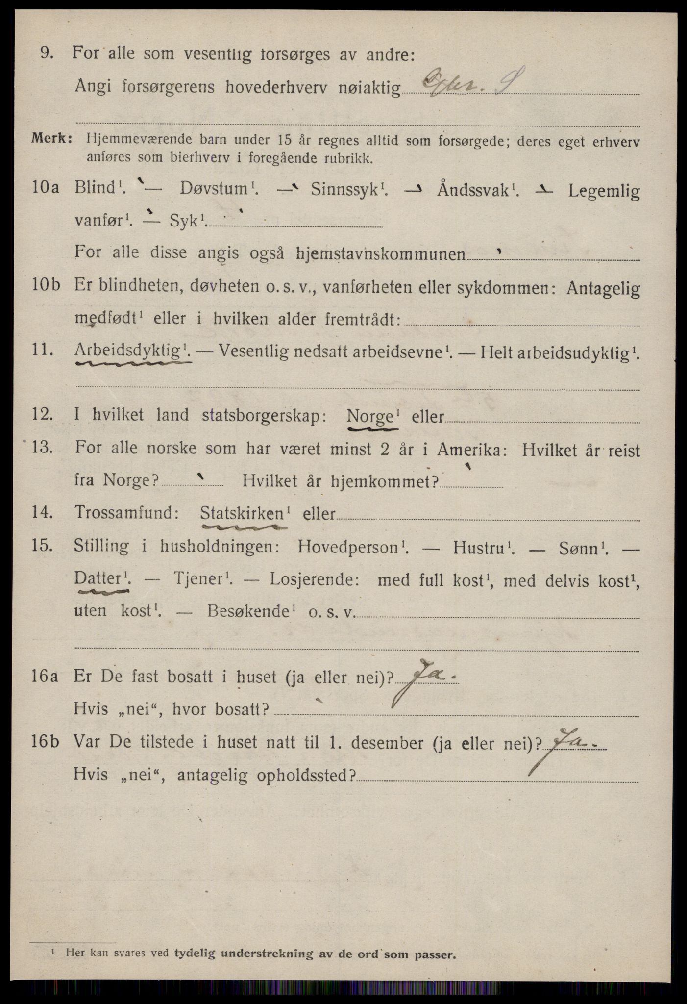 SAT, 1920 census for Kvernes, 1920, p. 290