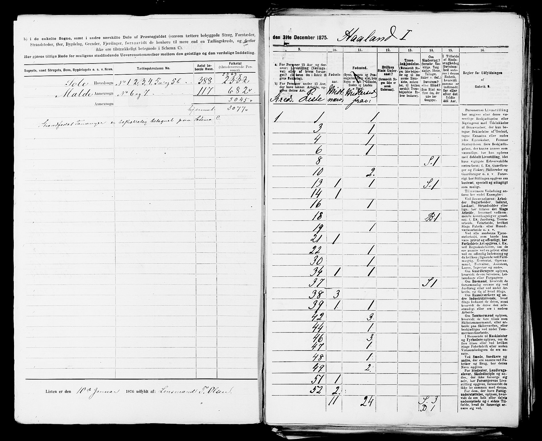 SAST, 1875 census for 1124P Håland, 1875, p. 5