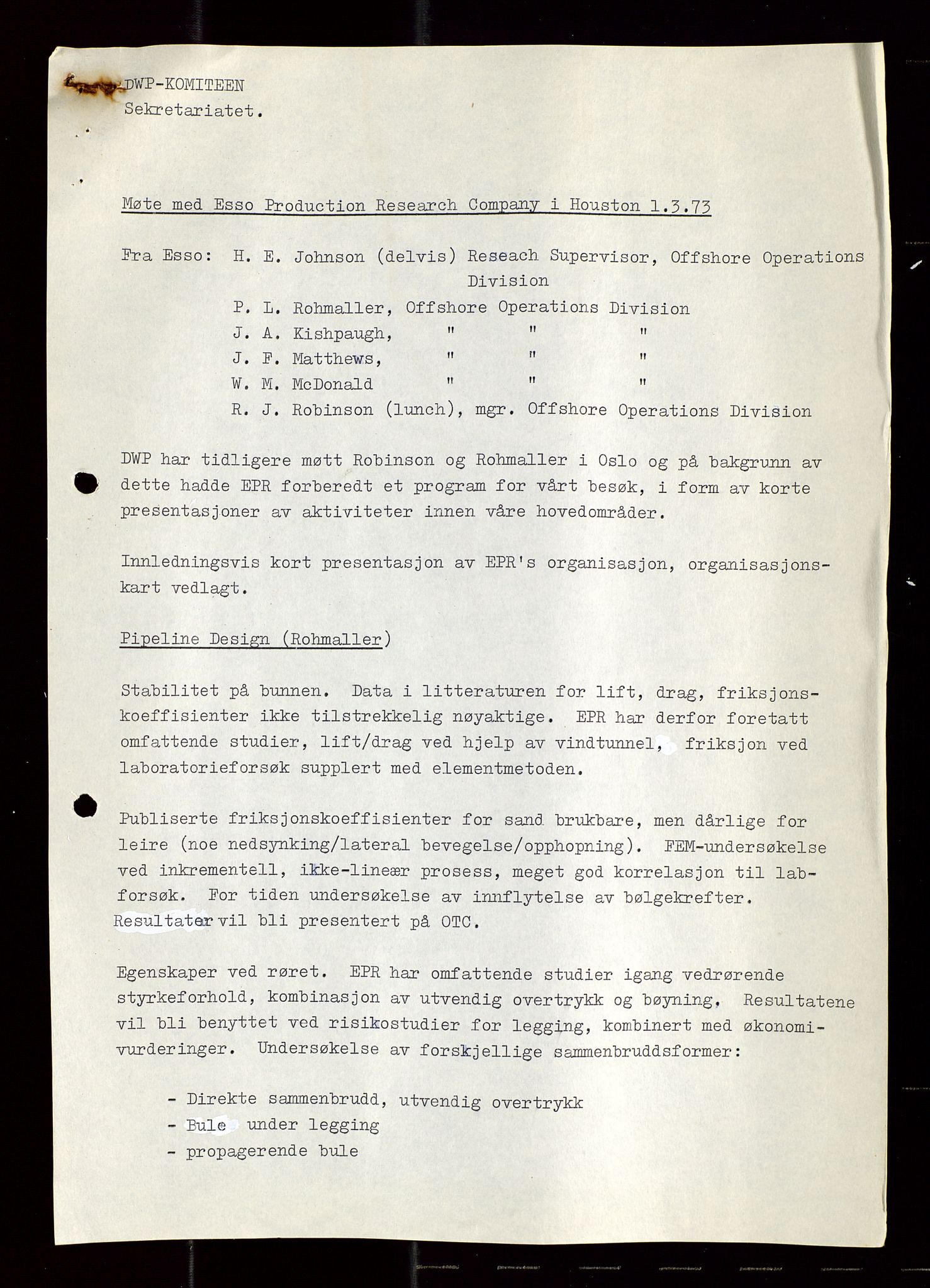 Industridepartementet, Oljekontoret, SAST/A-101348/Di/L0003: DWP, møtereferater, 1972-1974, p. 343