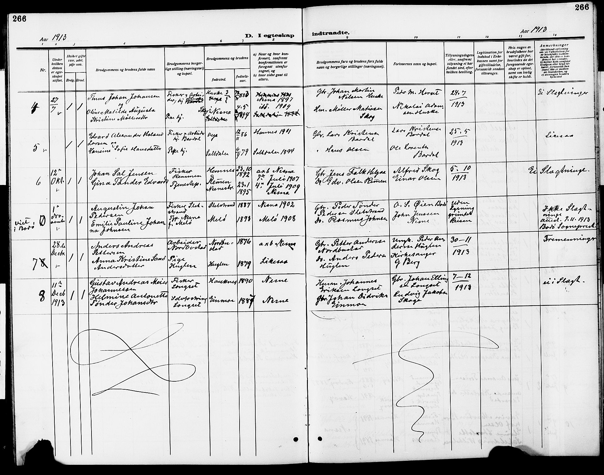 Ministerialprotokoller, klokkerbøker og fødselsregistre - Nordland, AV/SAT-A-1459/838/L0560: Parish register (copy) no. 838C07, 1910-1928, p. 266