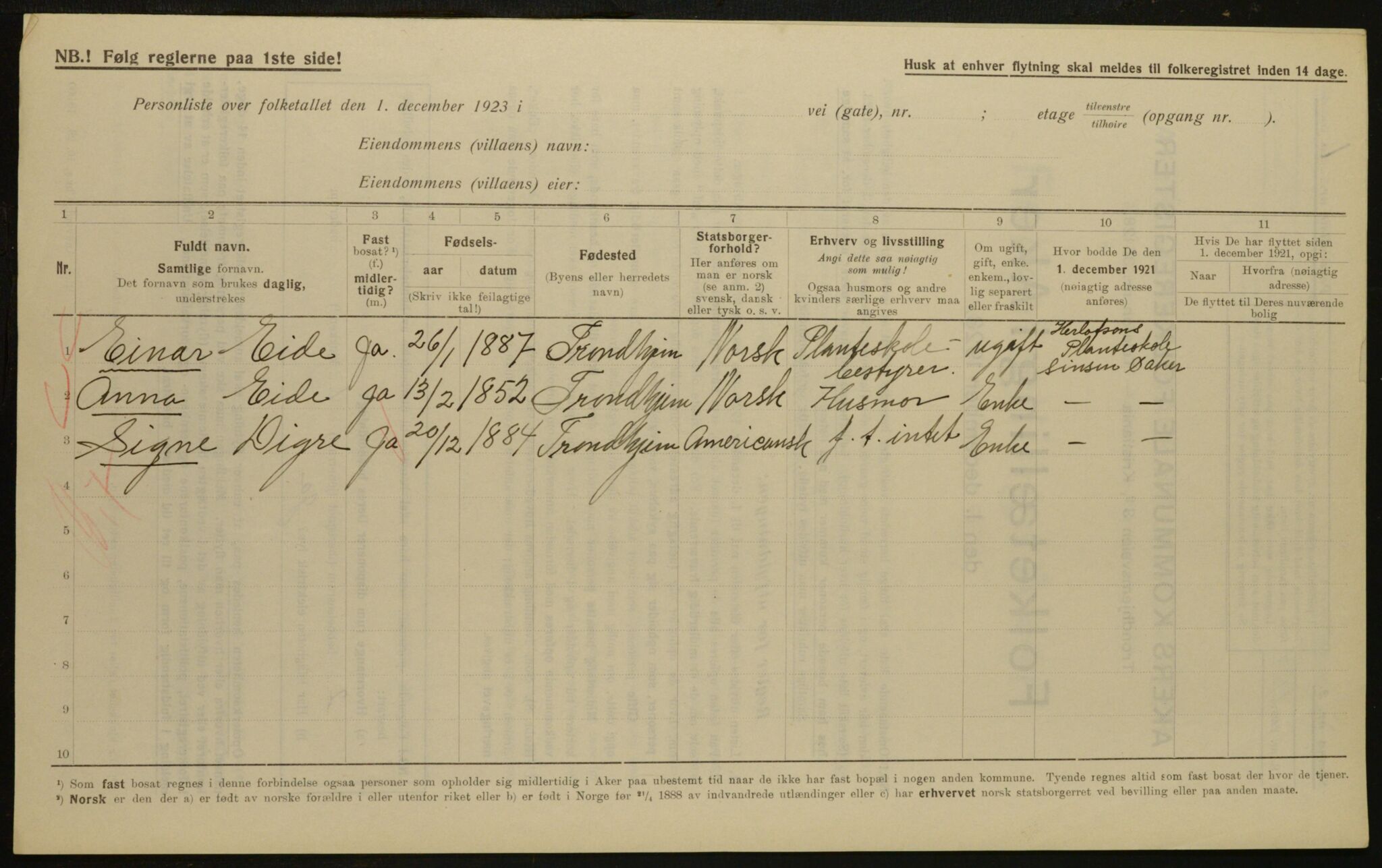 , Municipal Census 1923 for Aker, 1923, p. 34904