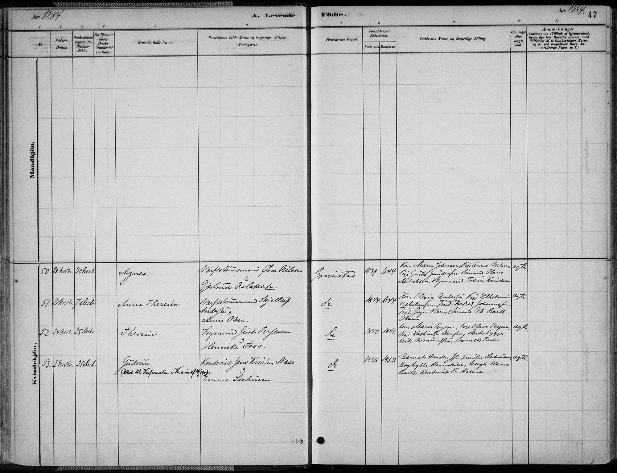 Grimstad sokneprestkontor, SAK/1111-0017/F/Fa/L0003: Parish register (official) no. A 2, 1882-1912, p. 47