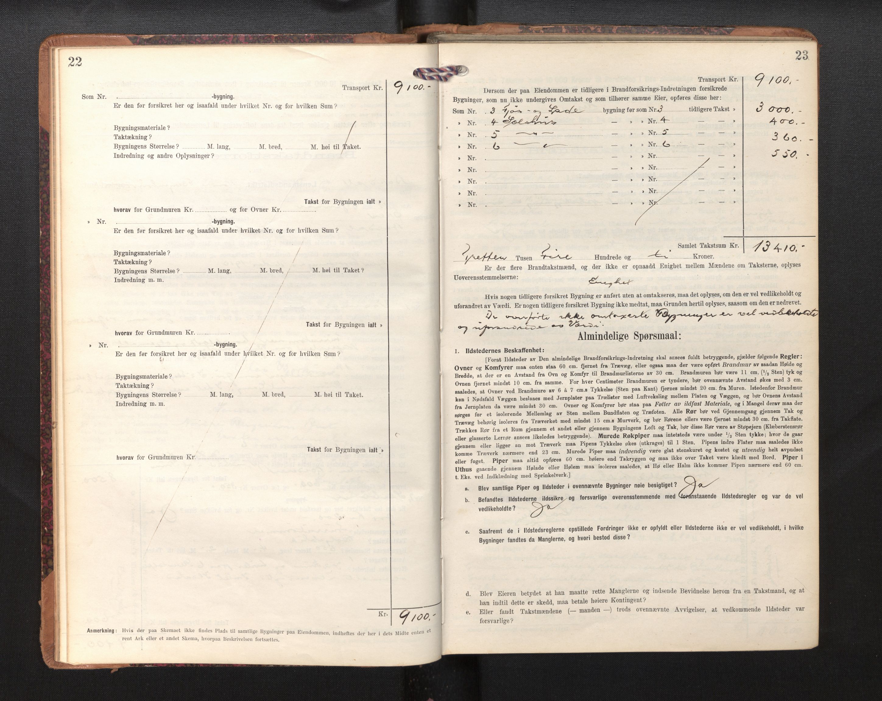 Lensmannen i Årdal, AV/SAB-A-30501/0012/L0009: Branntakstprotokoll, skjematakst, 1914-1926, p. 22-23