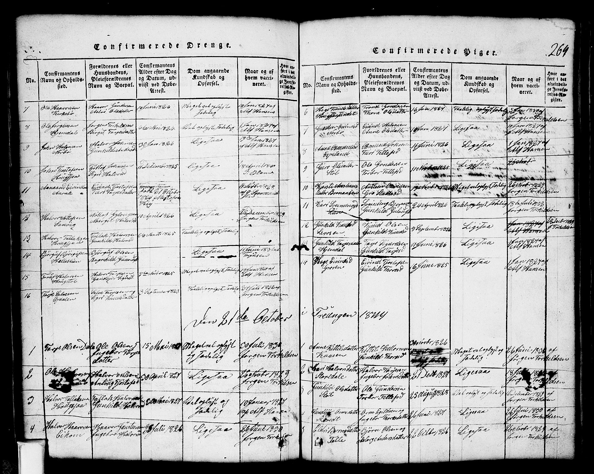 Nissedal kirkebøker, AV/SAKO-A-288/G/Gb/L0001: Parish register (copy) no. II 1, 1814-1862, p. 264