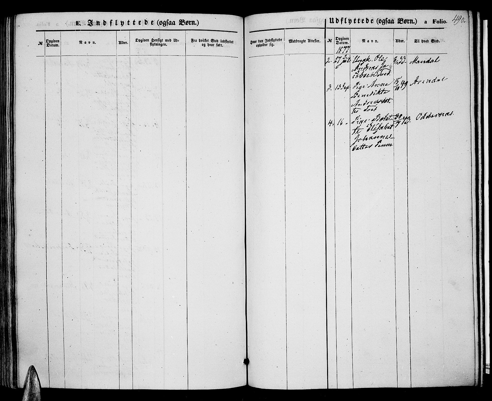 Lista sokneprestkontor, AV/SAK-1111-0027/F/Fb/L0003: Parish register (copy) no. B 3, 1862-1877, p. 490