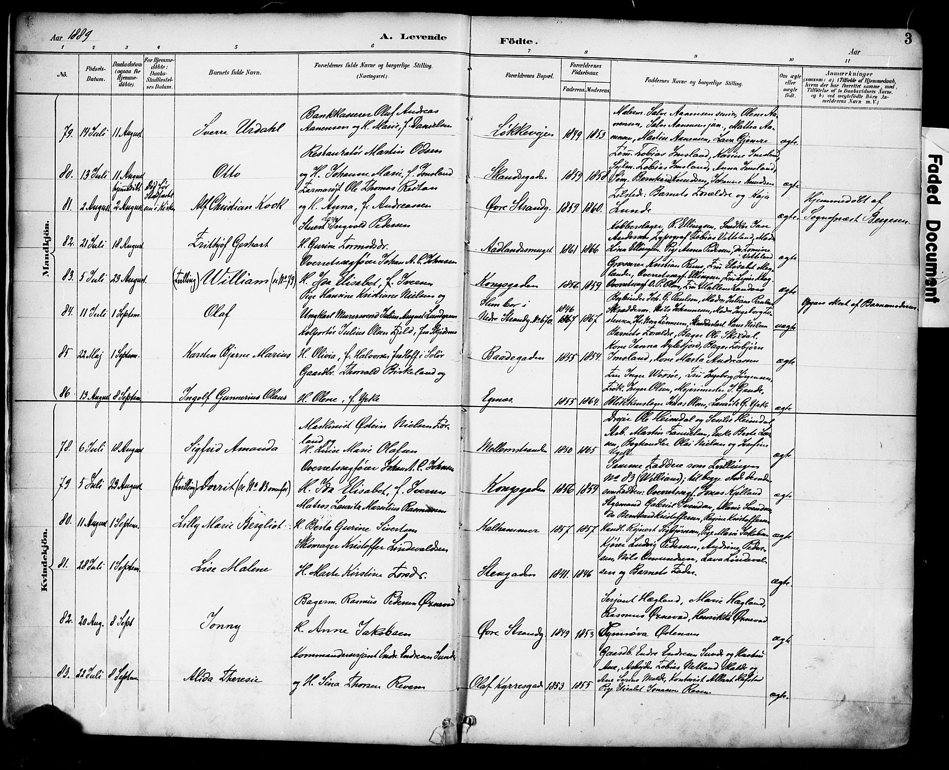 Domkirken sokneprestkontor, SAST/A-101812/001/30/30BA/L0030: Parish register (official) no. A 29, 1889-1902, p. 3