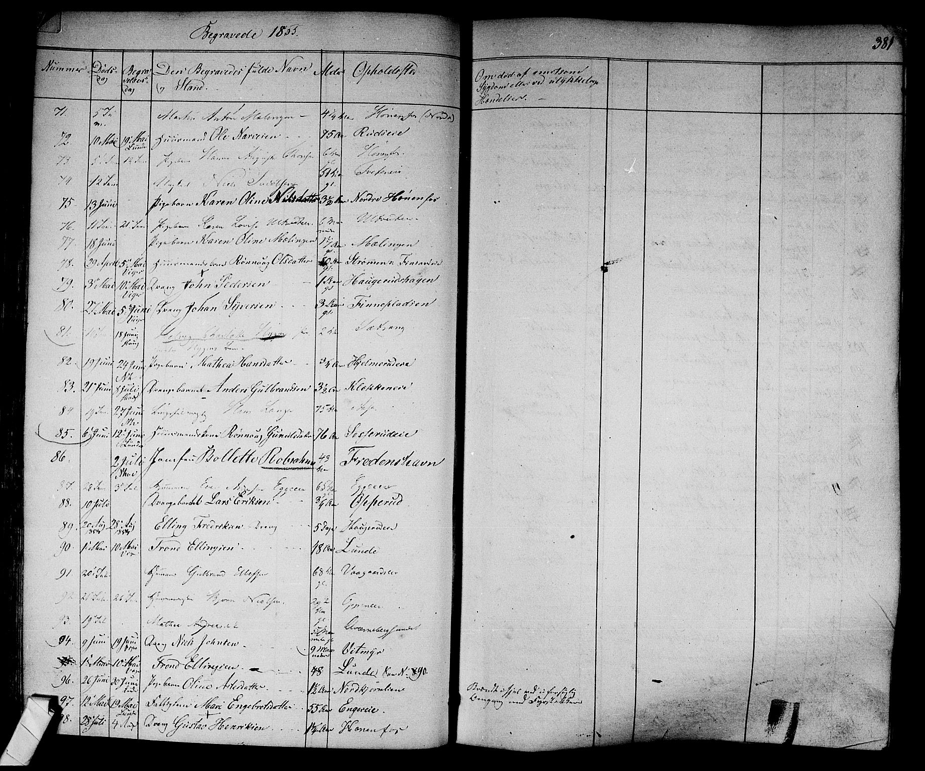 Norderhov kirkebøker, AV/SAKO-A-237/F/Fa/L0011: Parish register (official) no. 11, 1847-1856, p. 381