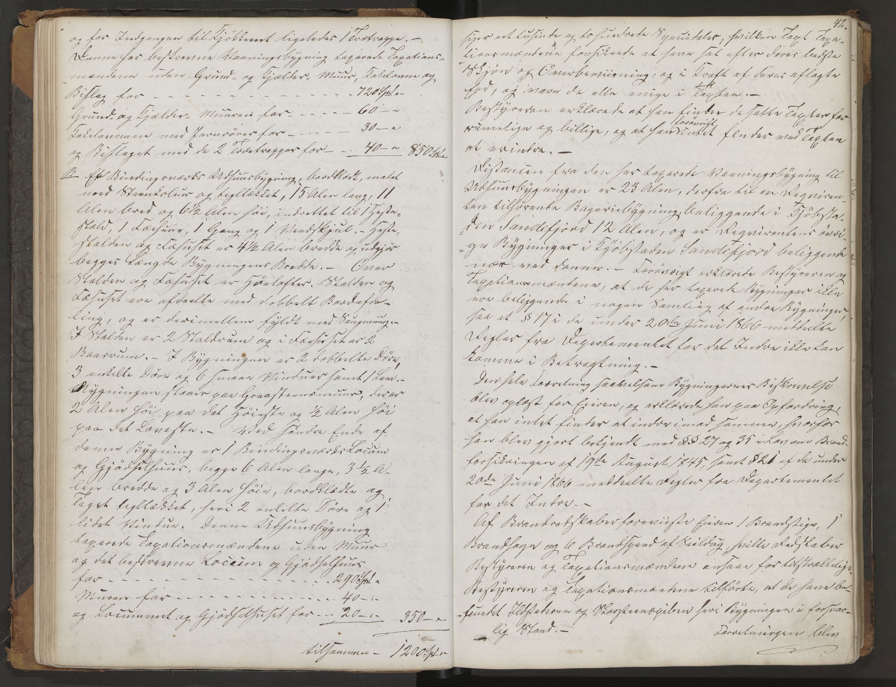 Sandar lensmannskontor, AV/SAKO-A-545/Y/Yc/Yca/L0002: Branntakstprotokoll, 1868-1881, p. 42