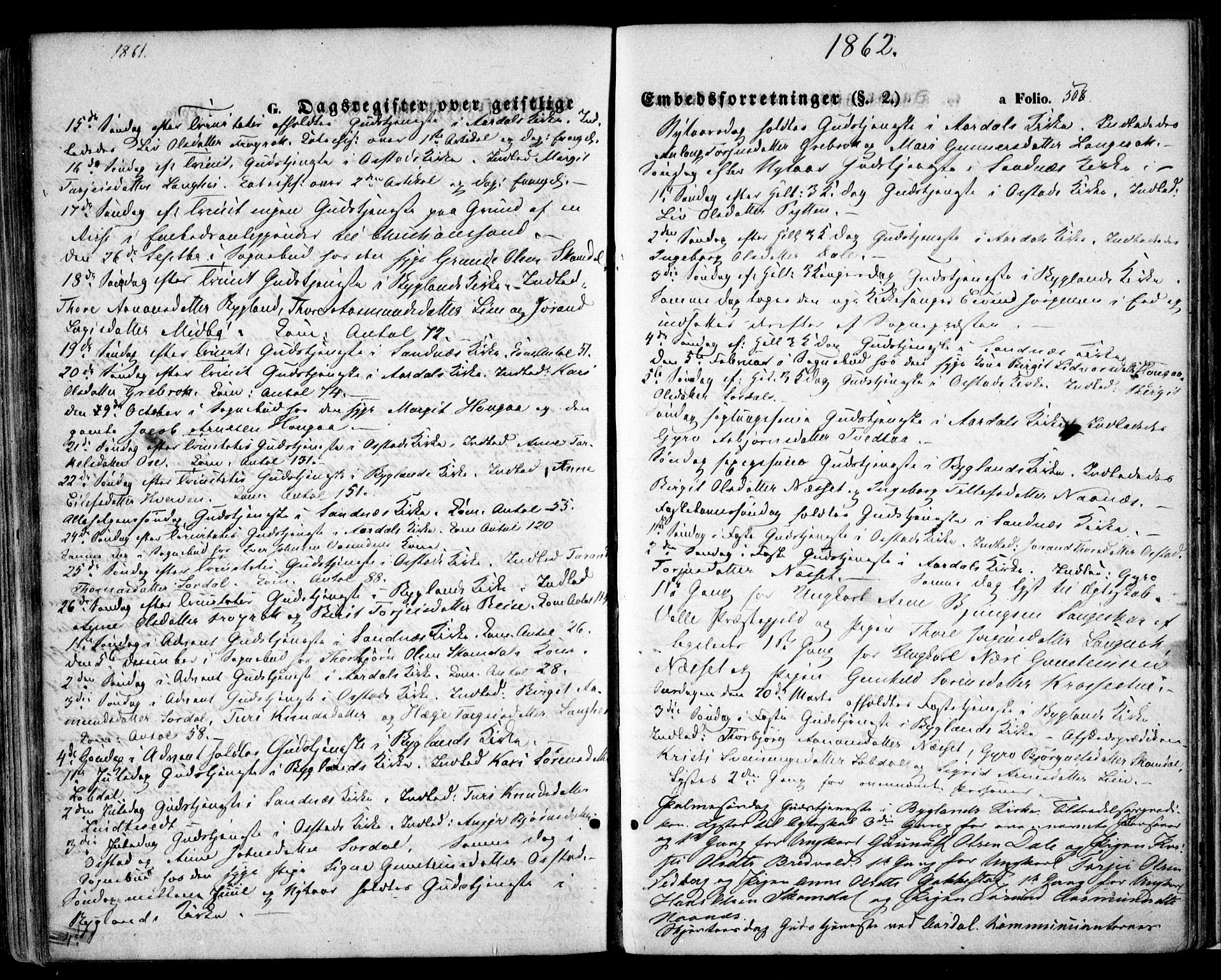 Bygland sokneprestkontor, SAK/1111-0006/F/Fa/Fab/L0005: Parish register (official) no. A 5, 1859-1873, p. 508
