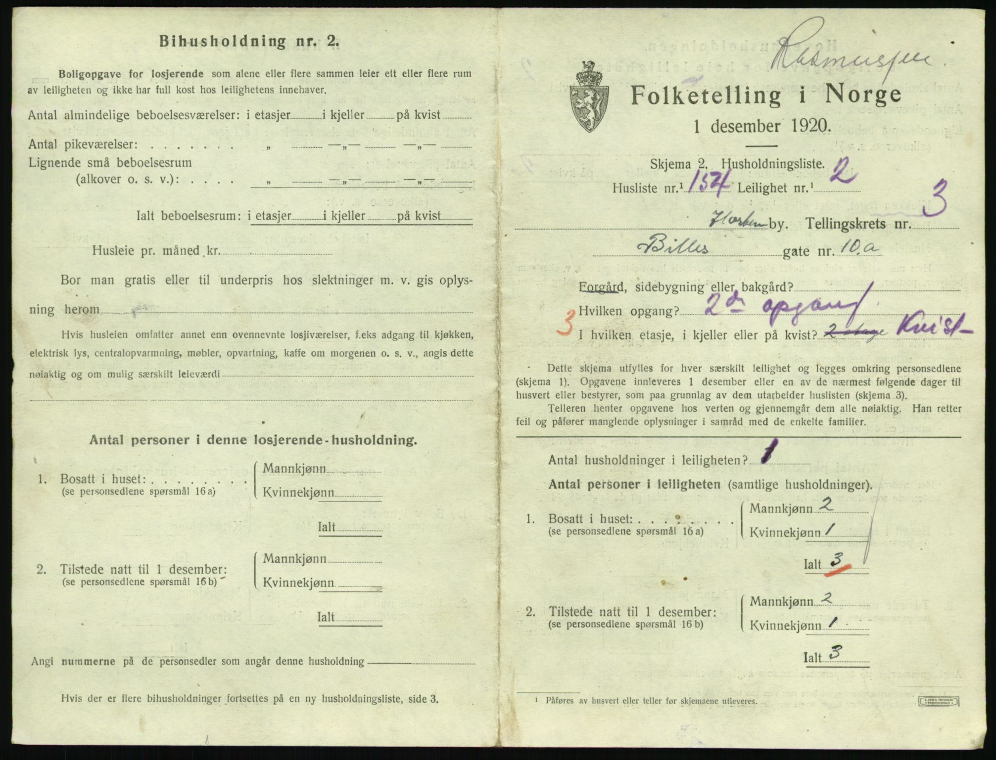 SAKO, 1920 census for Horten, 1920, p. 4637