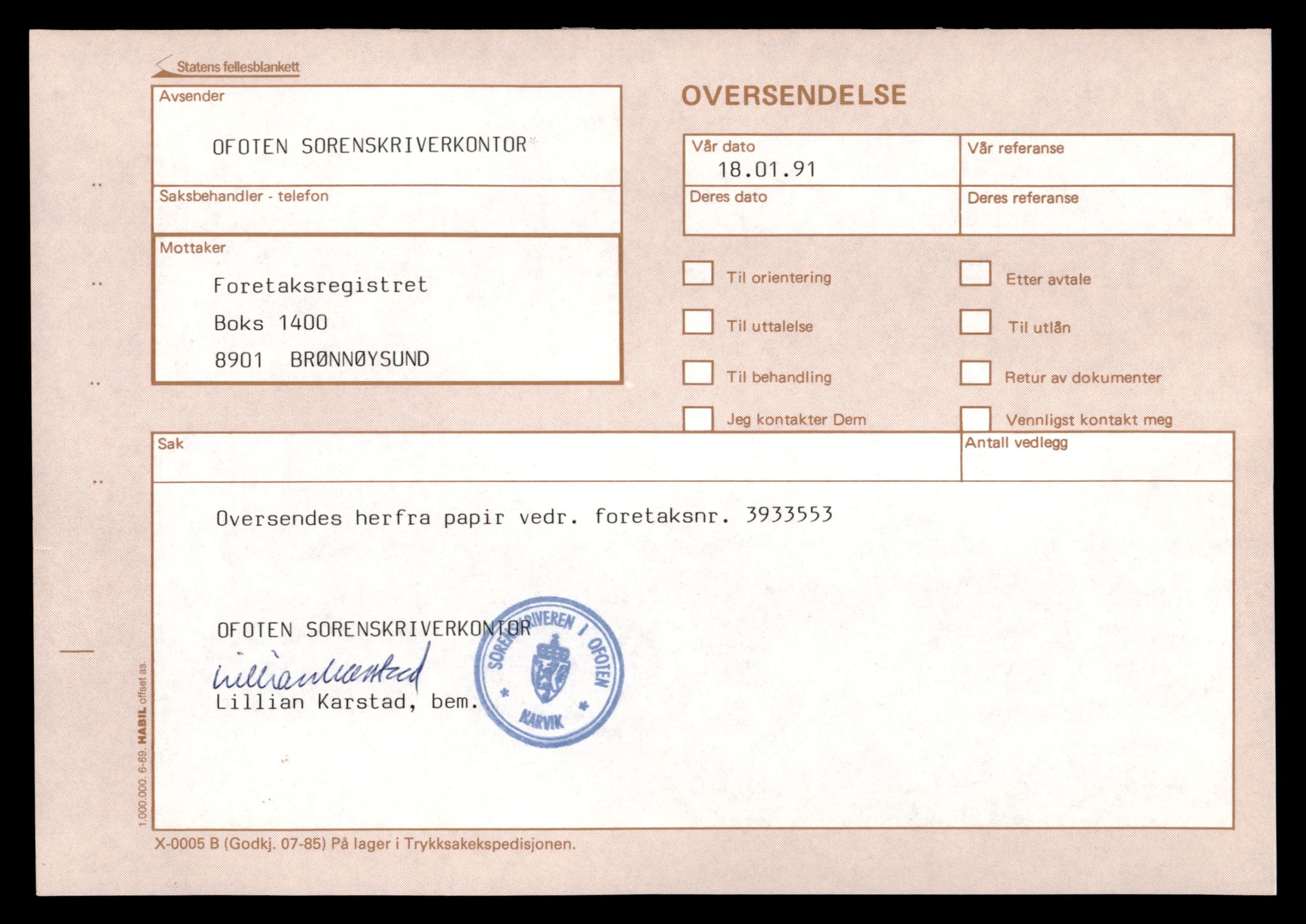 Steigen og Ofoten sorenskriveri, AV/SAT-A-0030/3/J/Jd/Jde/L0011: Bilag, aksjeselskap, O-S, 1944-1990, p. 3
