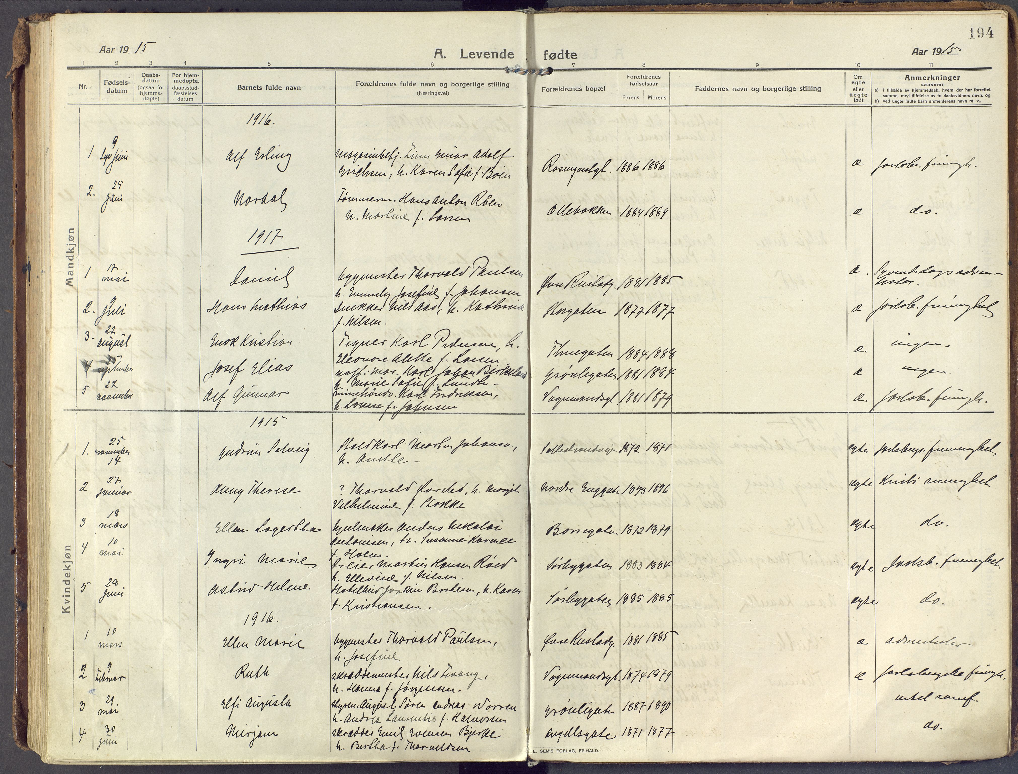 Horten kirkebøker, AV/SAKO-A-348/F/Fa/L0012: Parish register (official) no. 12, 1913-1926, p. 194