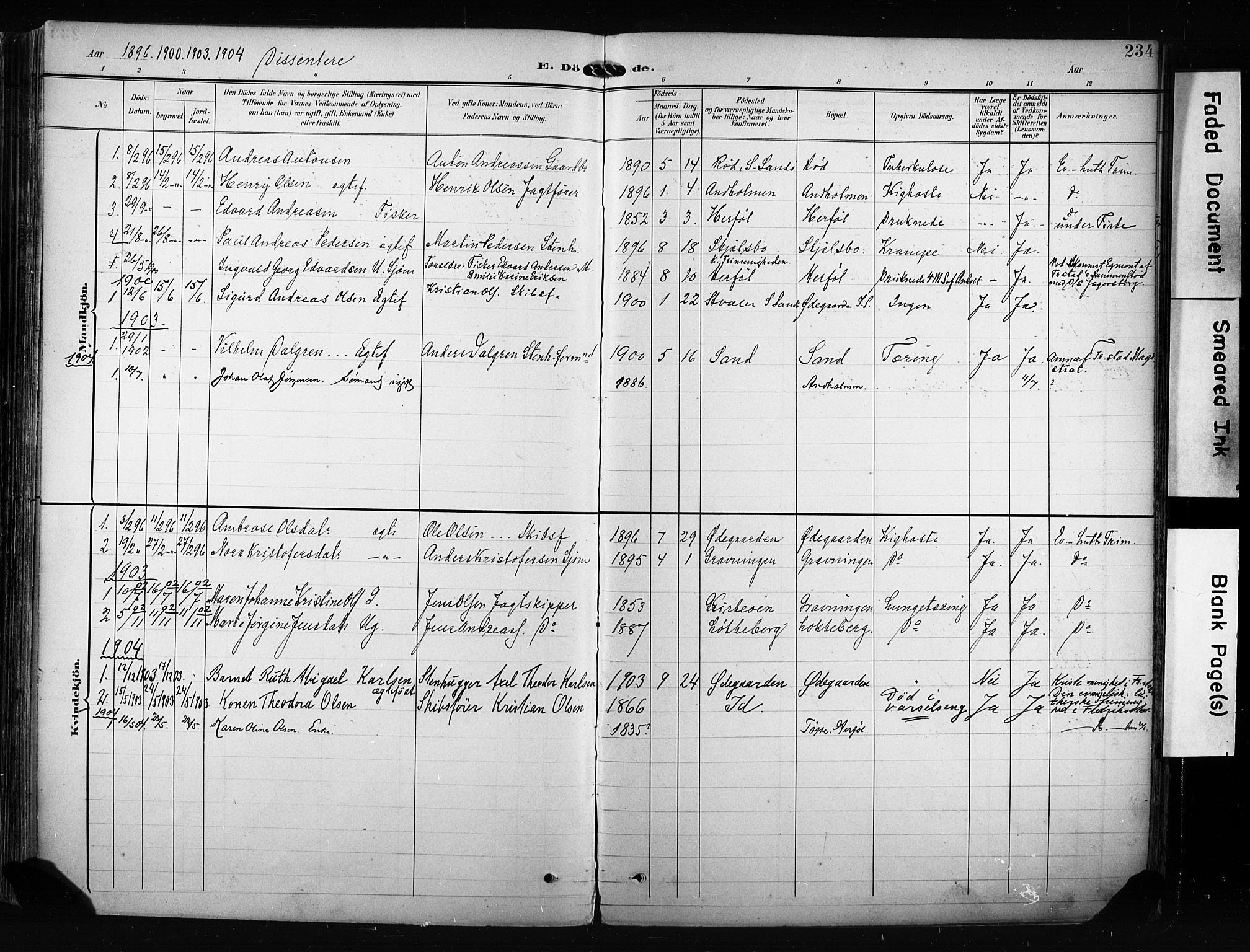 Hvaler prestekontor Kirkebøker, SAO/A-2001/F/Fa/L0009: Parish register (official) no. I 9, 1895-1906, p. 234