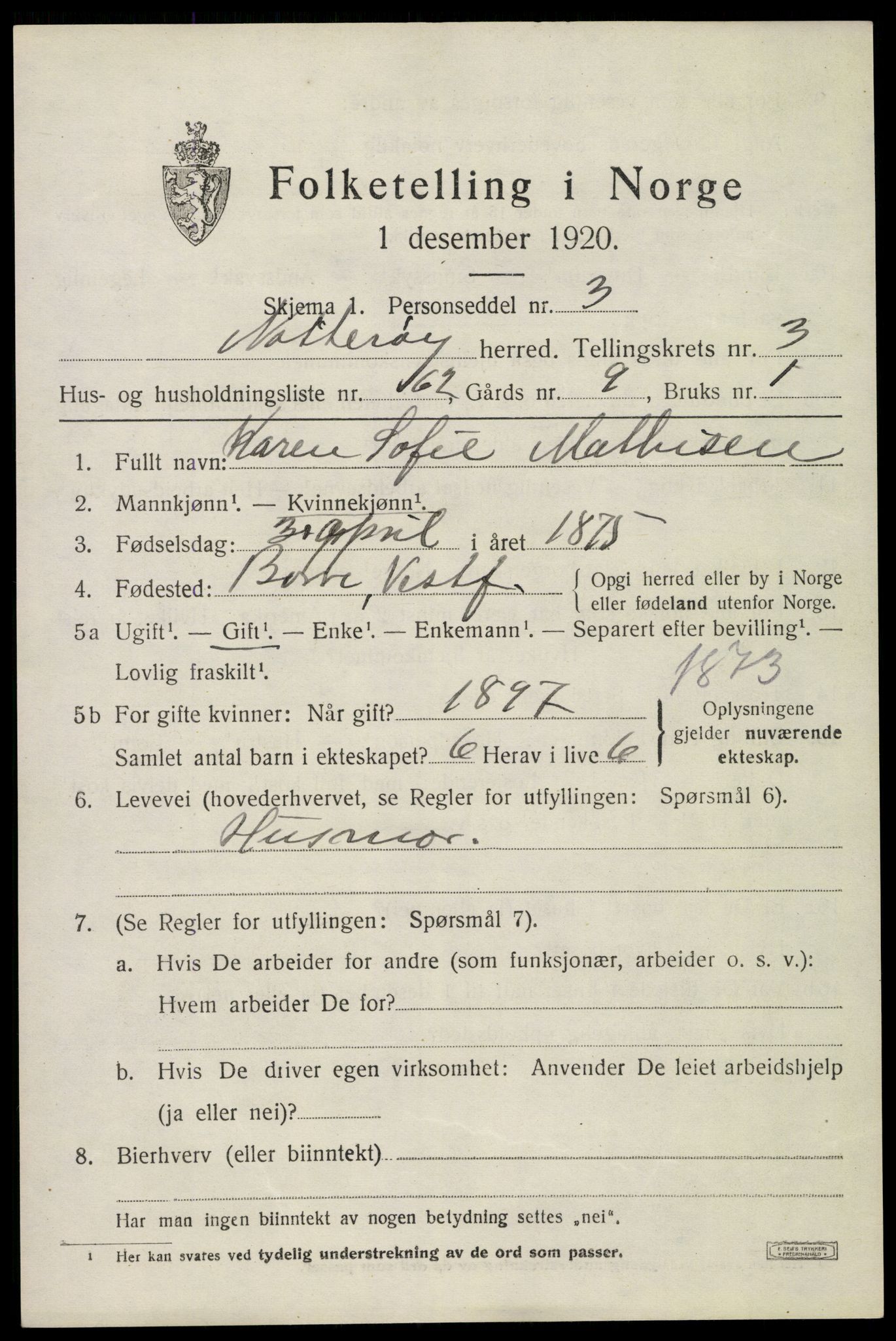 SAKO, 1920 census for Nøtterøy, 1920, p. 6201