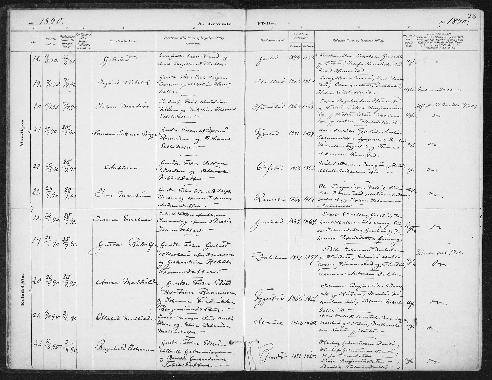 Ministerialprotokoller, klokkerbøker og fødselsregistre - Nord-Trøndelag, AV/SAT-A-1458/786/L0687: Parish register (official) no. 786A03, 1888-1898, p. 23