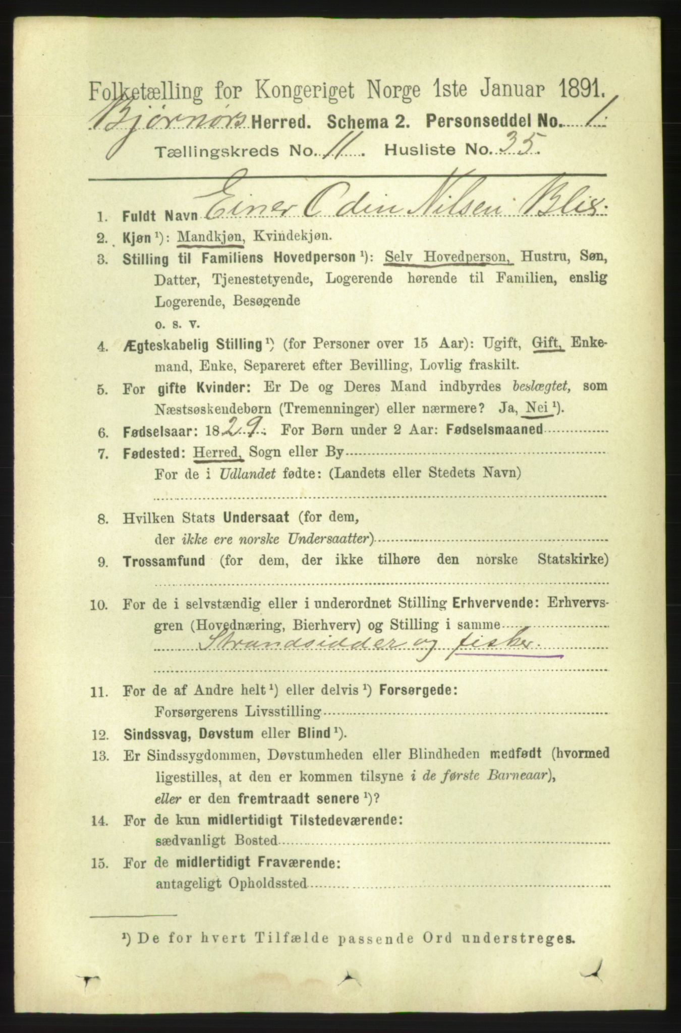 RA, 1891 census for 1632 Bjørnør, 1891, p. 4901