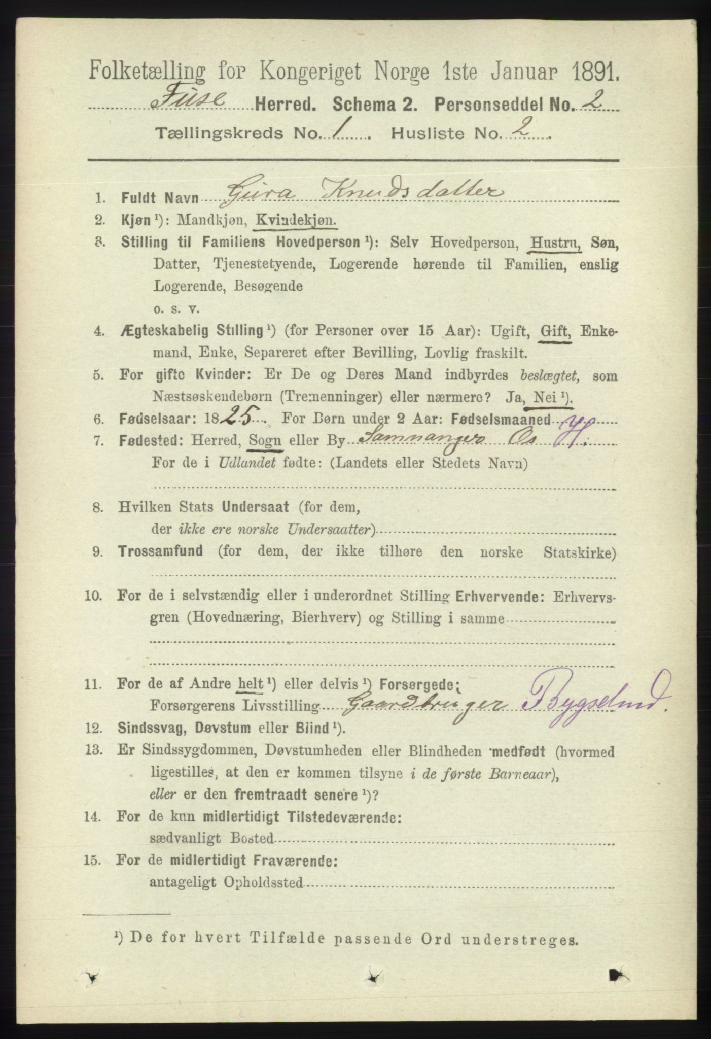 RA, 1891 census for 1241 Fusa, 1891, p. 81