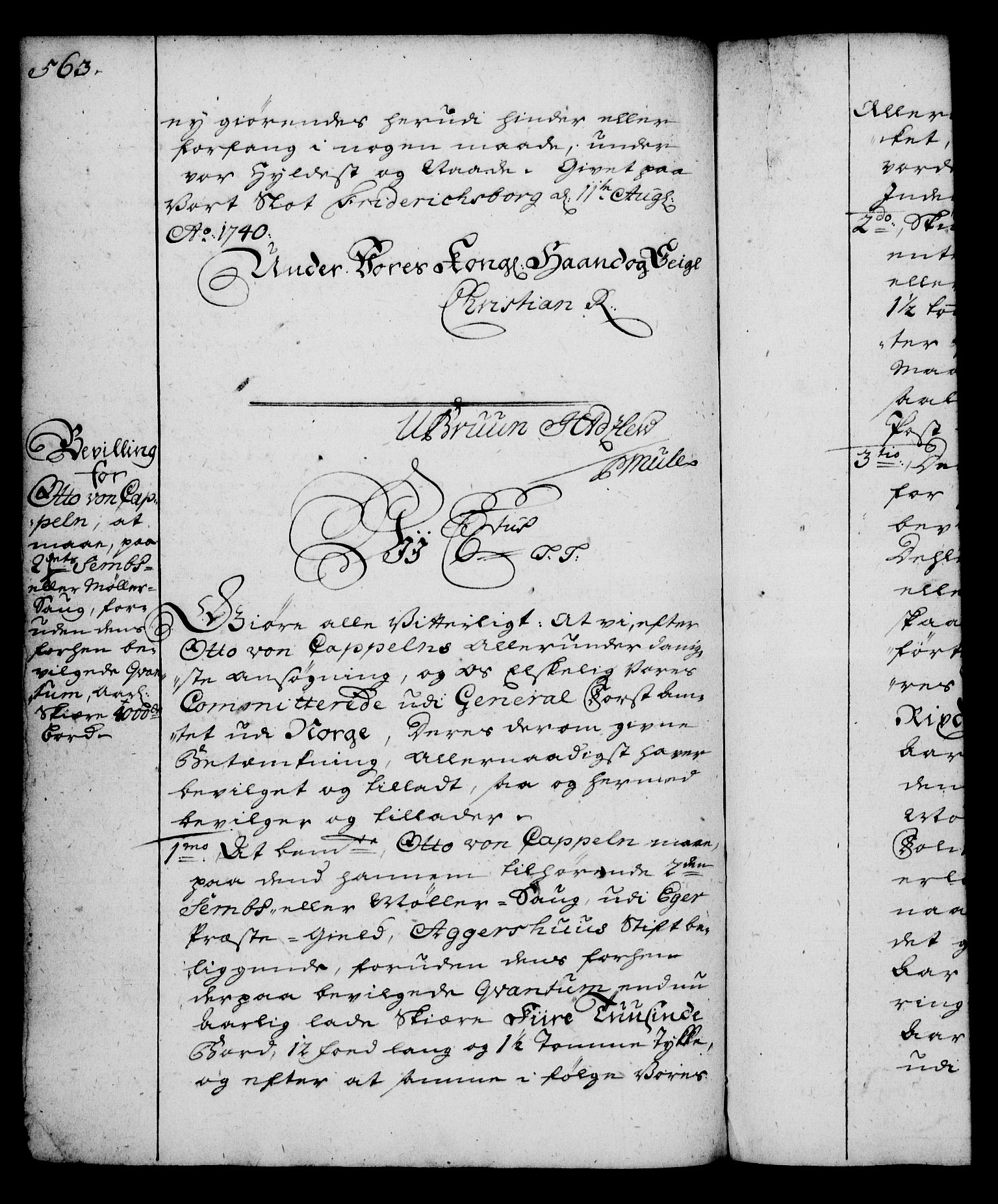 Rentekammeret, Kammerkanselliet, AV/RA-EA-3111/G/Gg/Gga/L0004: Norsk ekspedisjonsprotokoll med register (merket RK 53.4), 1734-1741, p. 563