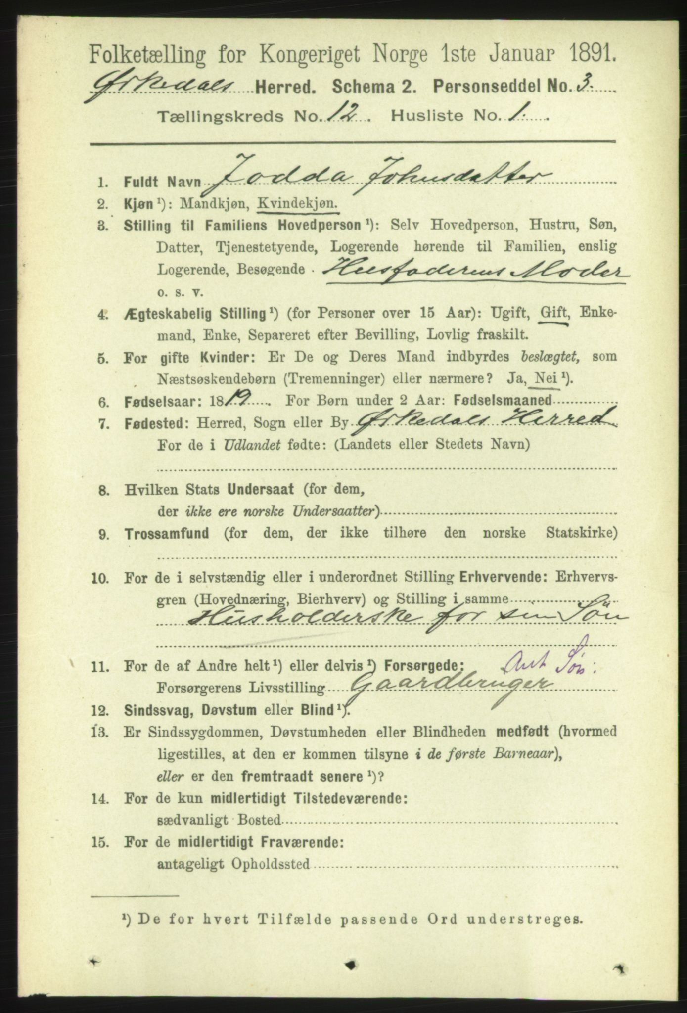 RA, 1891 census for 1638 Orkdal, 1891, p. 5582