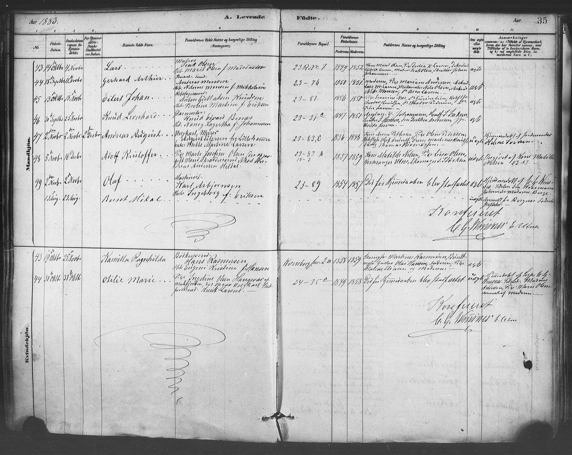 Mariakirken Sokneprestembete, SAB/A-76901/H/Haa/L0007: Parish register (official) no. A 7, 1878-1893, p. 35