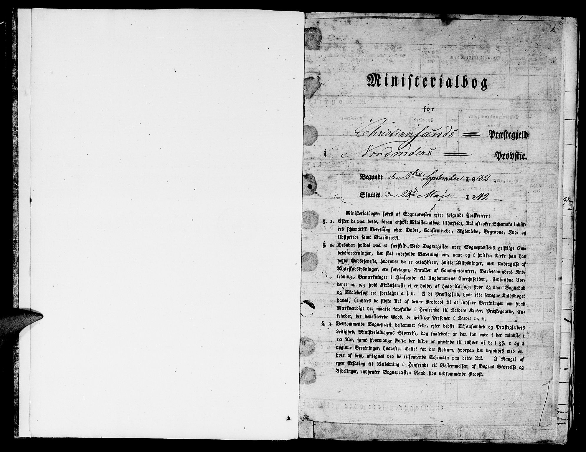Ministerialprotokoller, klokkerbøker og fødselsregistre - Møre og Romsdal, SAT/A-1454/572/L0843: Parish register (official) no. 572A06, 1832-1842, p. 1
