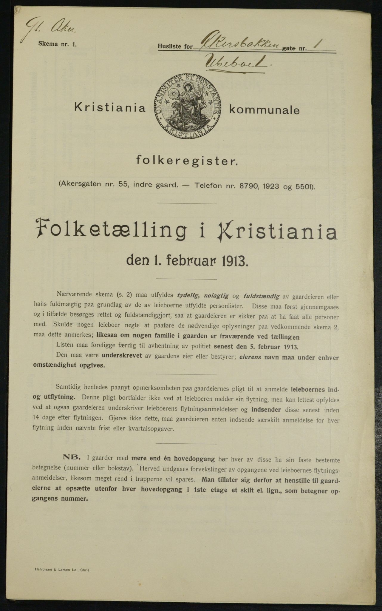 OBA, Municipal Census 1913 for Kristiania, 1913, p. 25