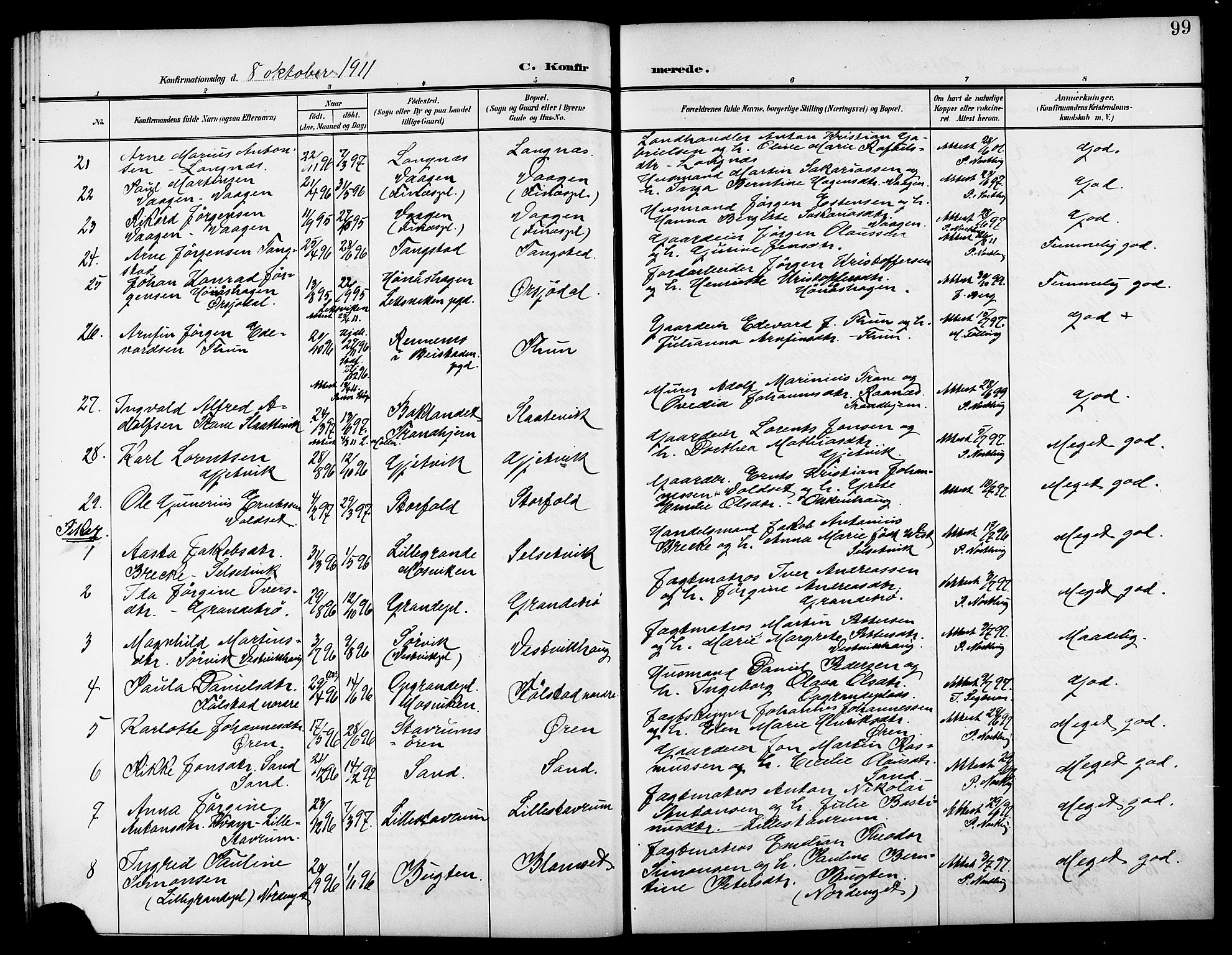 Ministerialprotokoller, klokkerbøker og fødselsregistre - Nord-Trøndelag, SAT/A-1458/744/L0424: Parish register (copy) no. 744C03, 1906-1923, p. 99