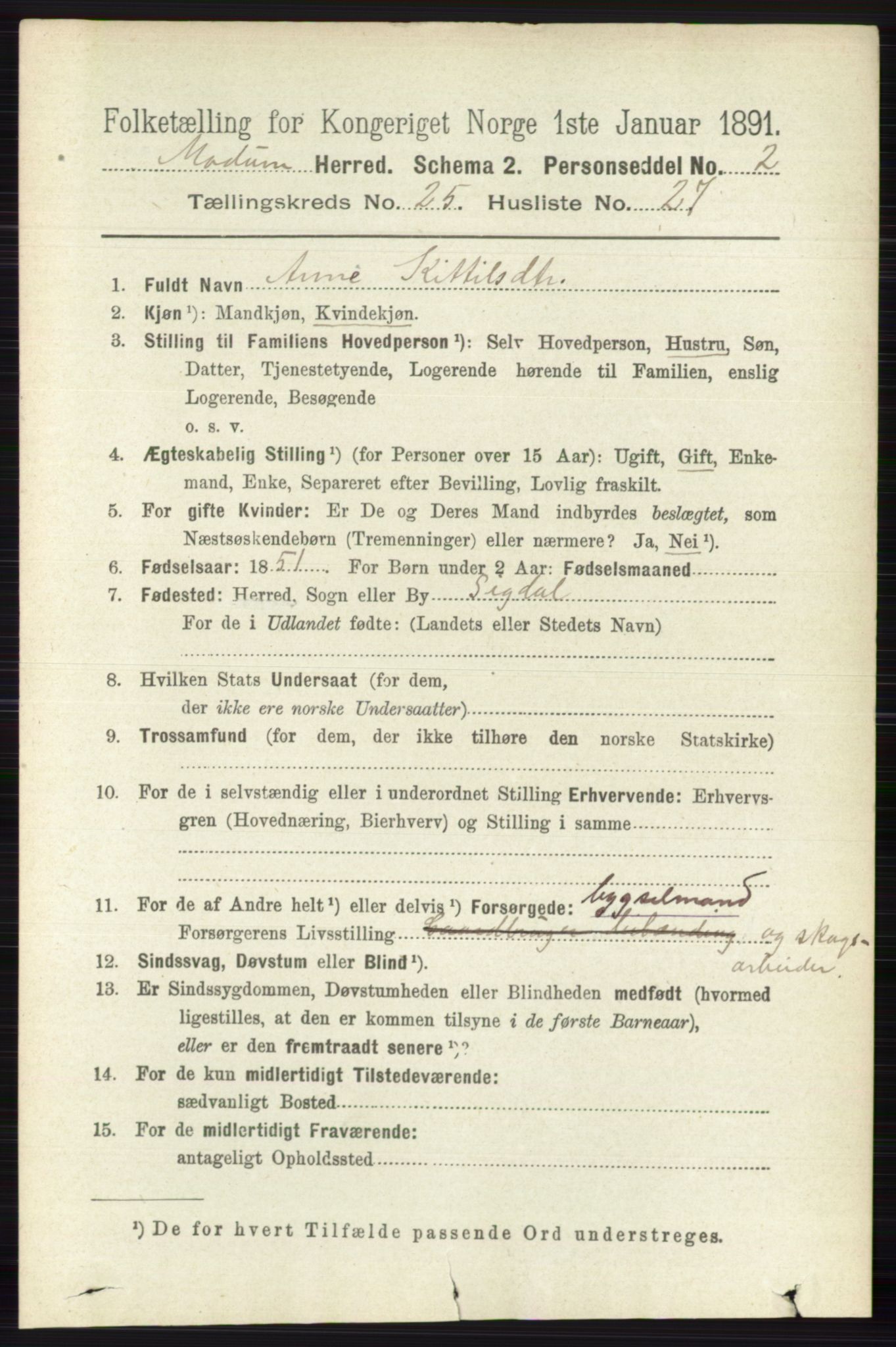 RA, 1891 census for 0623 Modum, 1891, p. 9179