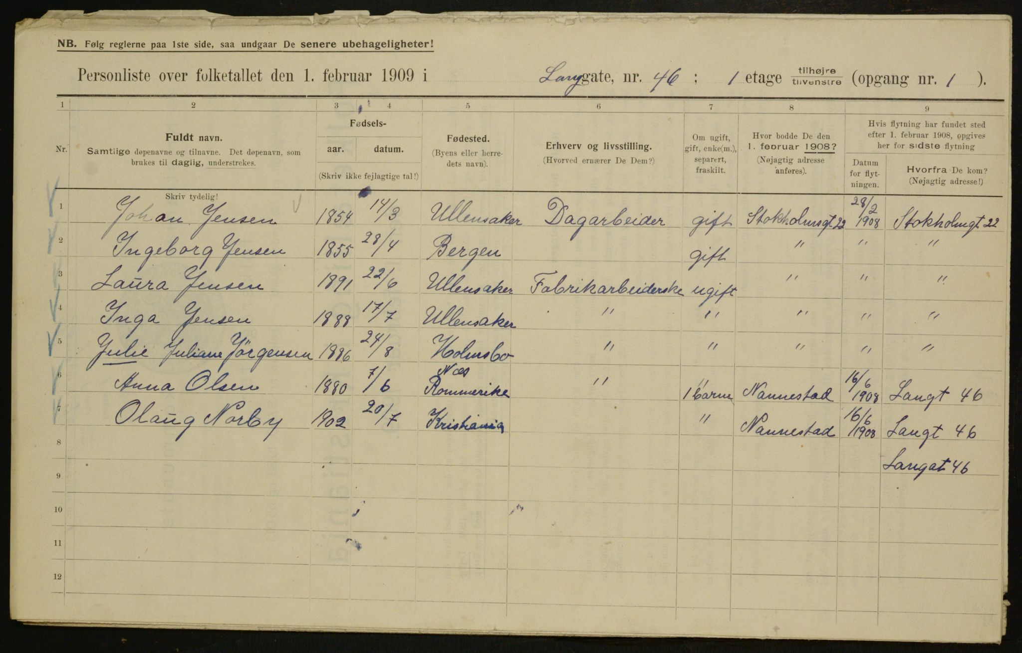 OBA, Municipal Census 1909 for Kristiania, 1909, p. 51948