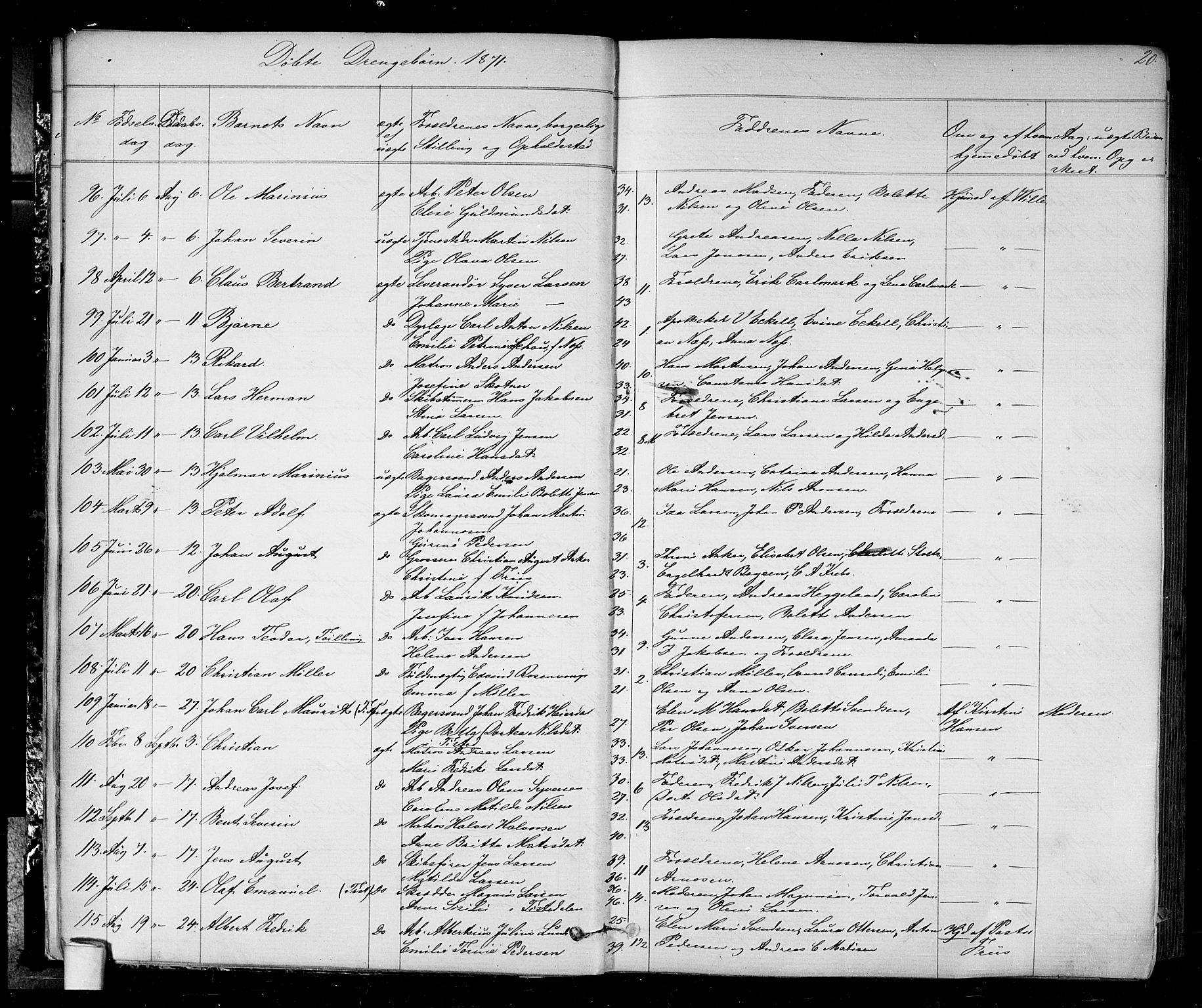 Halden prestekontor Kirkebøker, AV/SAO-A-10909/G/Ga/L0006: Parish register (copy) no. 6, 1869-1884, p. 20