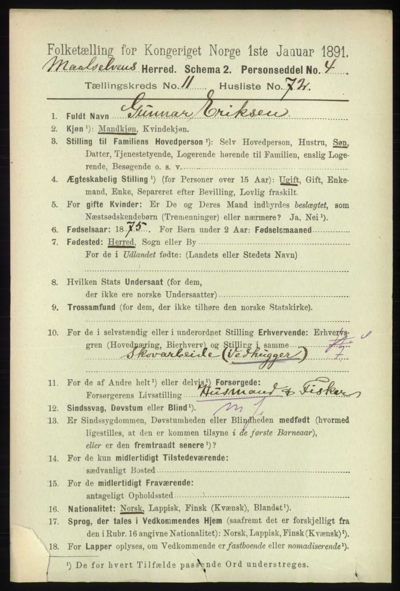 RA, 1891 census for 1924 Målselv, 1891, p. 3757