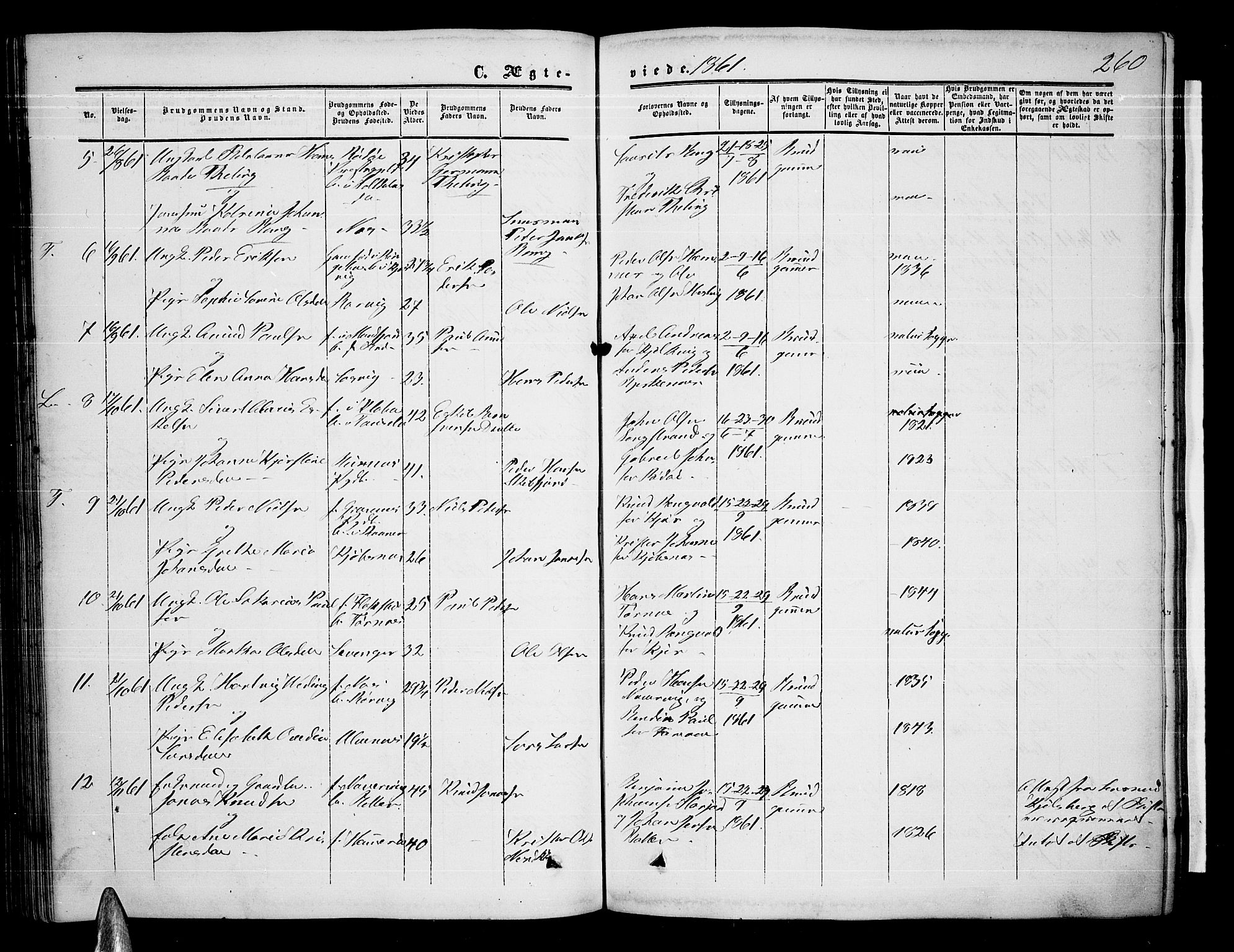 Ministerialprotokoller, klokkerbøker og fødselsregistre - Nordland, AV/SAT-A-1459/872/L1046: Parish register (copy) no. 872C02, 1852-1879, p. 260