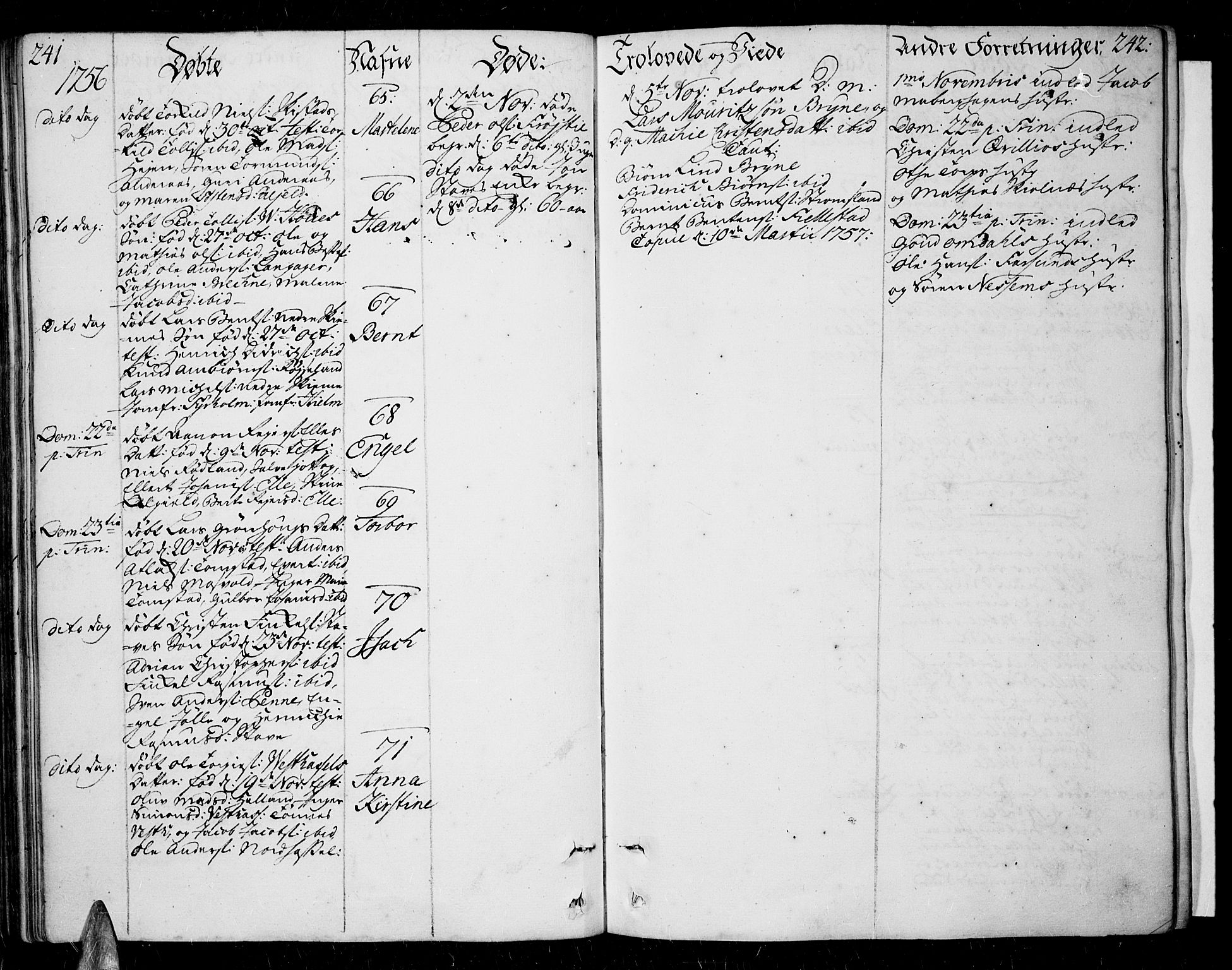 Lista sokneprestkontor, AV/SAK-1111-0027/F/Fa/L0003: Parish register (official) no. A 3 /1, 1743-1767, p. 241-242