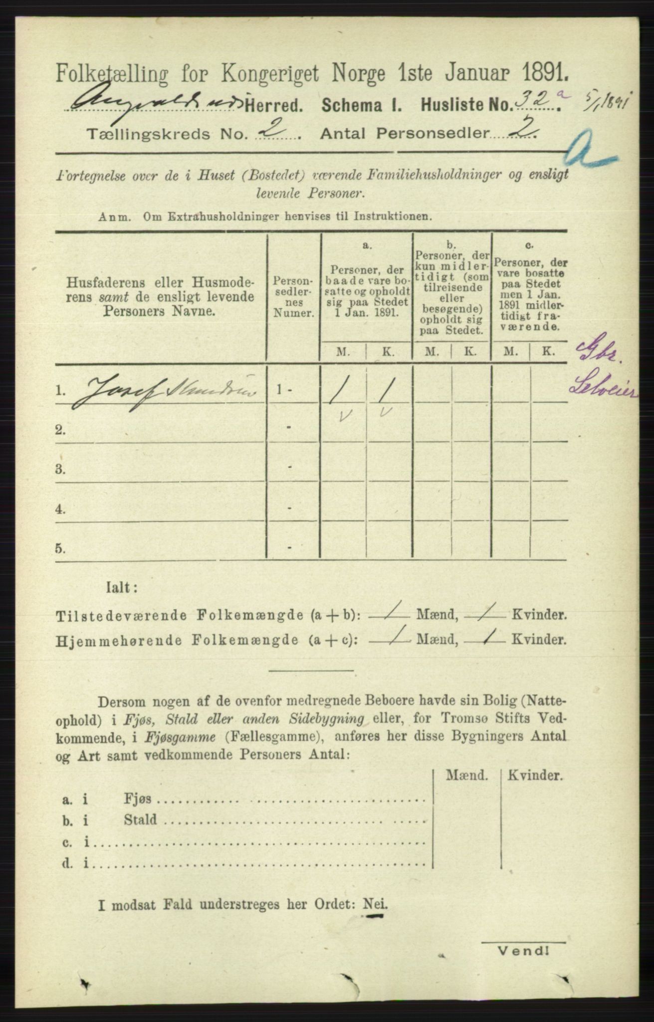 RA, 1891 census for 1147 Avaldsnes, 1891, p. 827