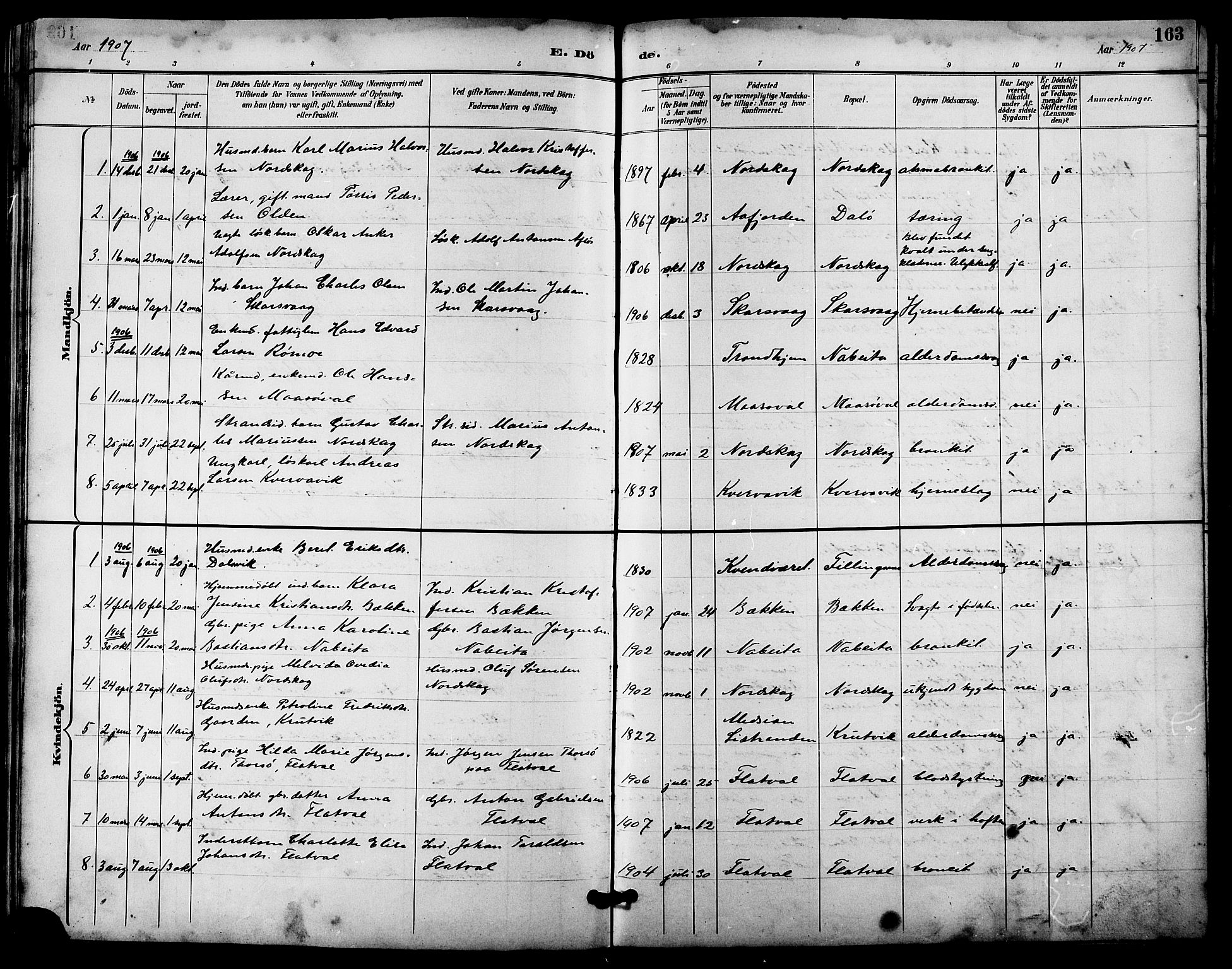 Ministerialprotokoller, klokkerbøker og fødselsregistre - Sør-Trøndelag, SAT/A-1456/641/L0598: Parish register (copy) no. 641C02, 1893-1910, p. 163