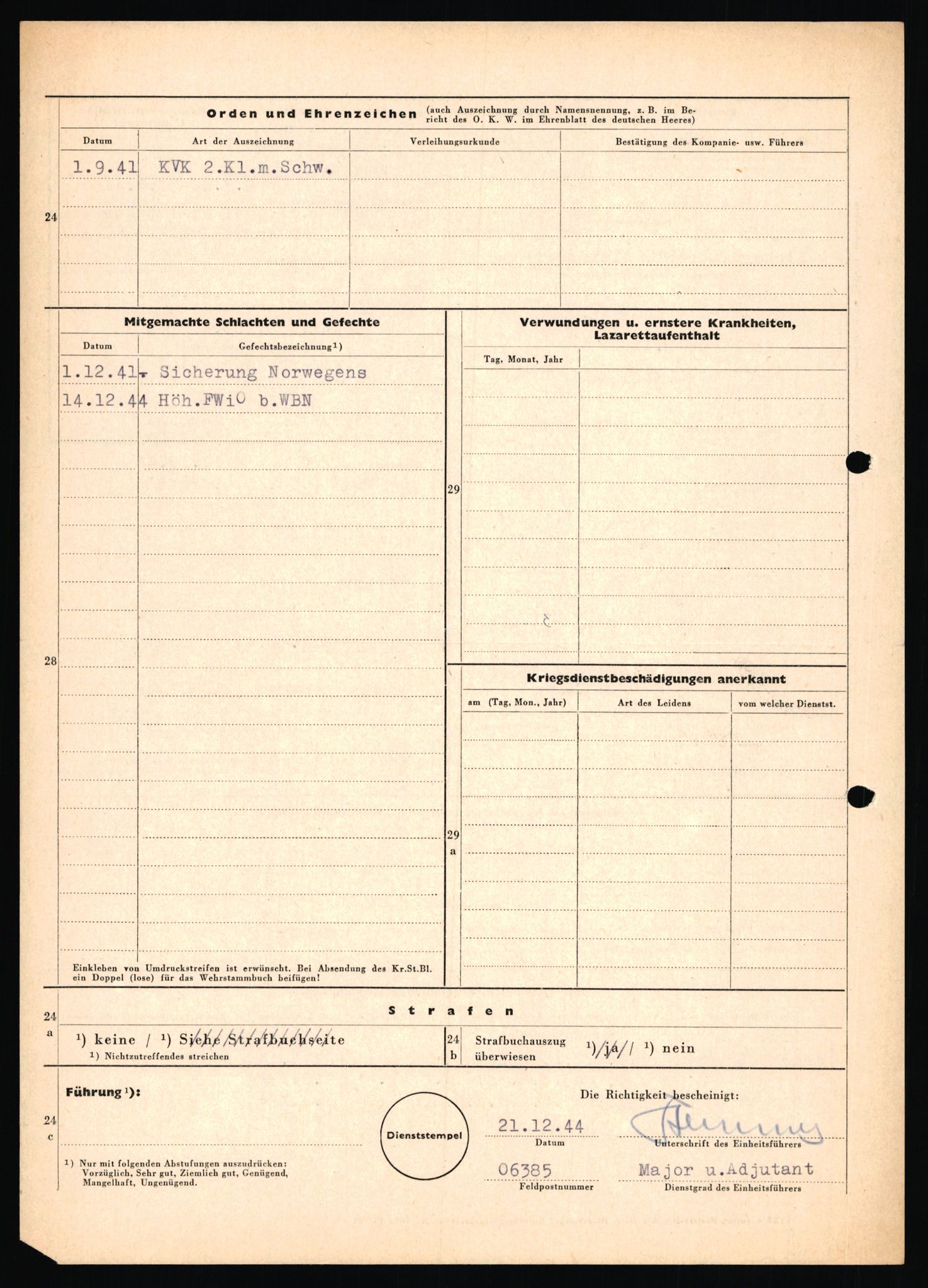 Forsvarets Overkommando. 2 kontor. Arkiv 11.4. Spredte tyske arkivsaker, AV/RA-RAFA-7031/D/Dar/Dara/L0018: Personalbøker, 1940-1945, p. 405