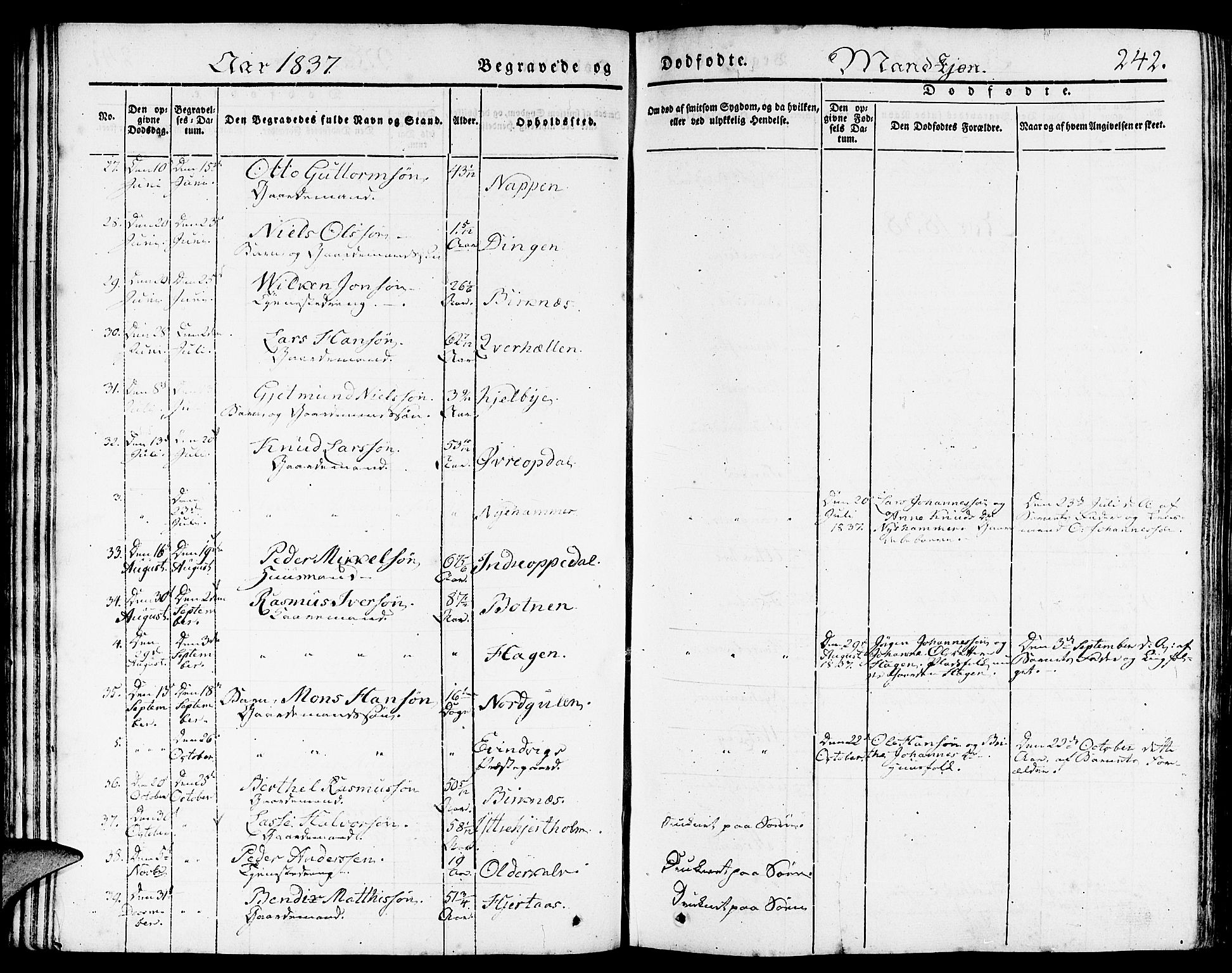 Gulen sokneprestembete, AV/SAB-A-80201/H/Haa/Haaa/L0020: Parish register (official) no. A 20, 1837-1847, p. 242