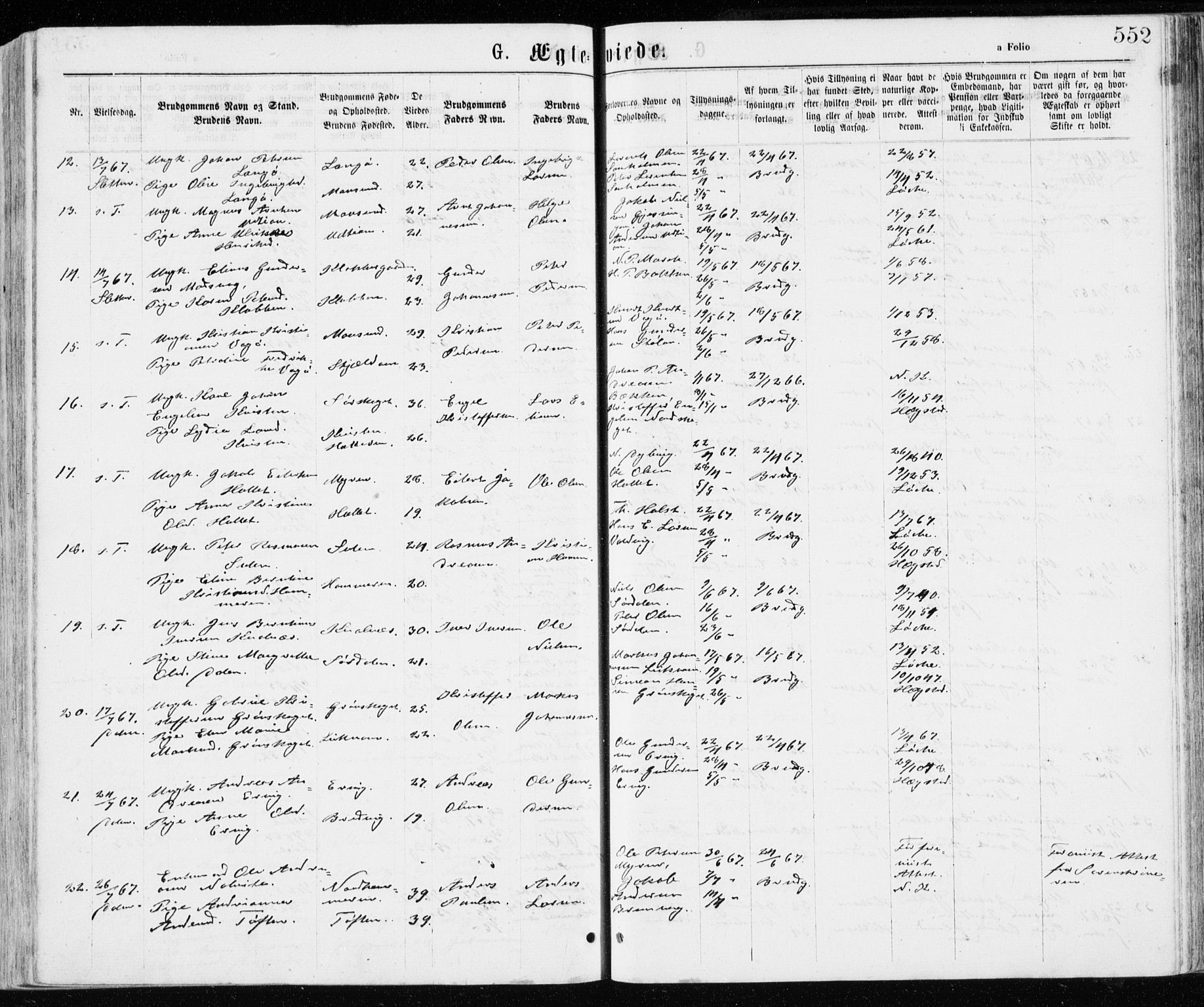 Ministerialprotokoller, klokkerbøker og fødselsregistre - Sør-Trøndelag, SAT/A-1456/640/L0576: Parish register (official) no. 640A01, 1846-1876, p. 552