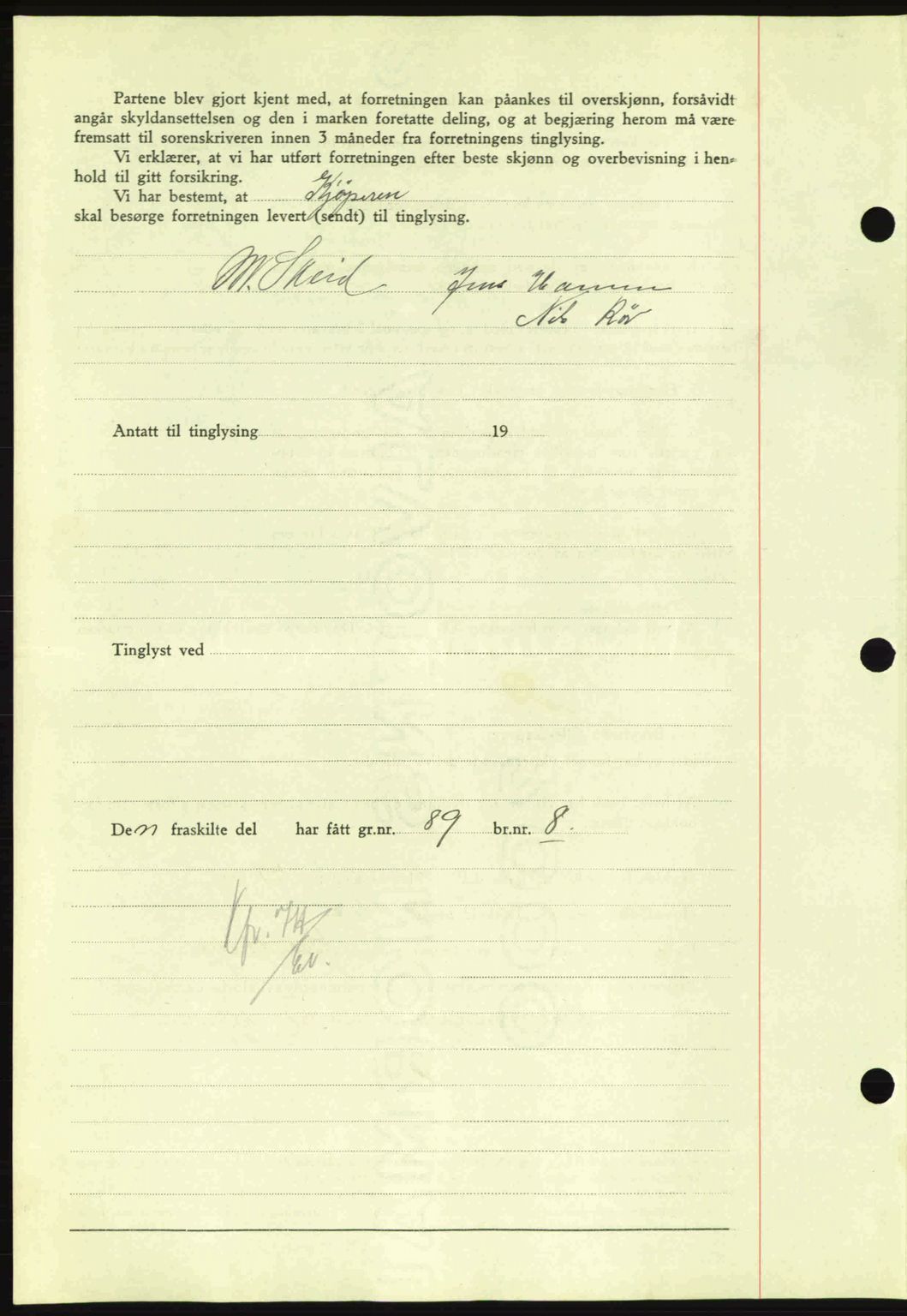 Nordmøre sorenskriveri, AV/SAT-A-4132/1/2/2Ca: Mortgage book no. A87, 1939-1940, Diary no: : 3414/1939