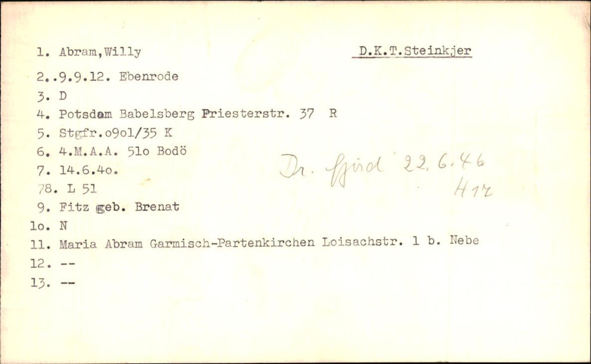 Hjemsendte tyskere , RA/RAFA-6487/D/Db/L0006: Adam-Zimmerman + Ableiter-Barta, 1945-1947, p. 306