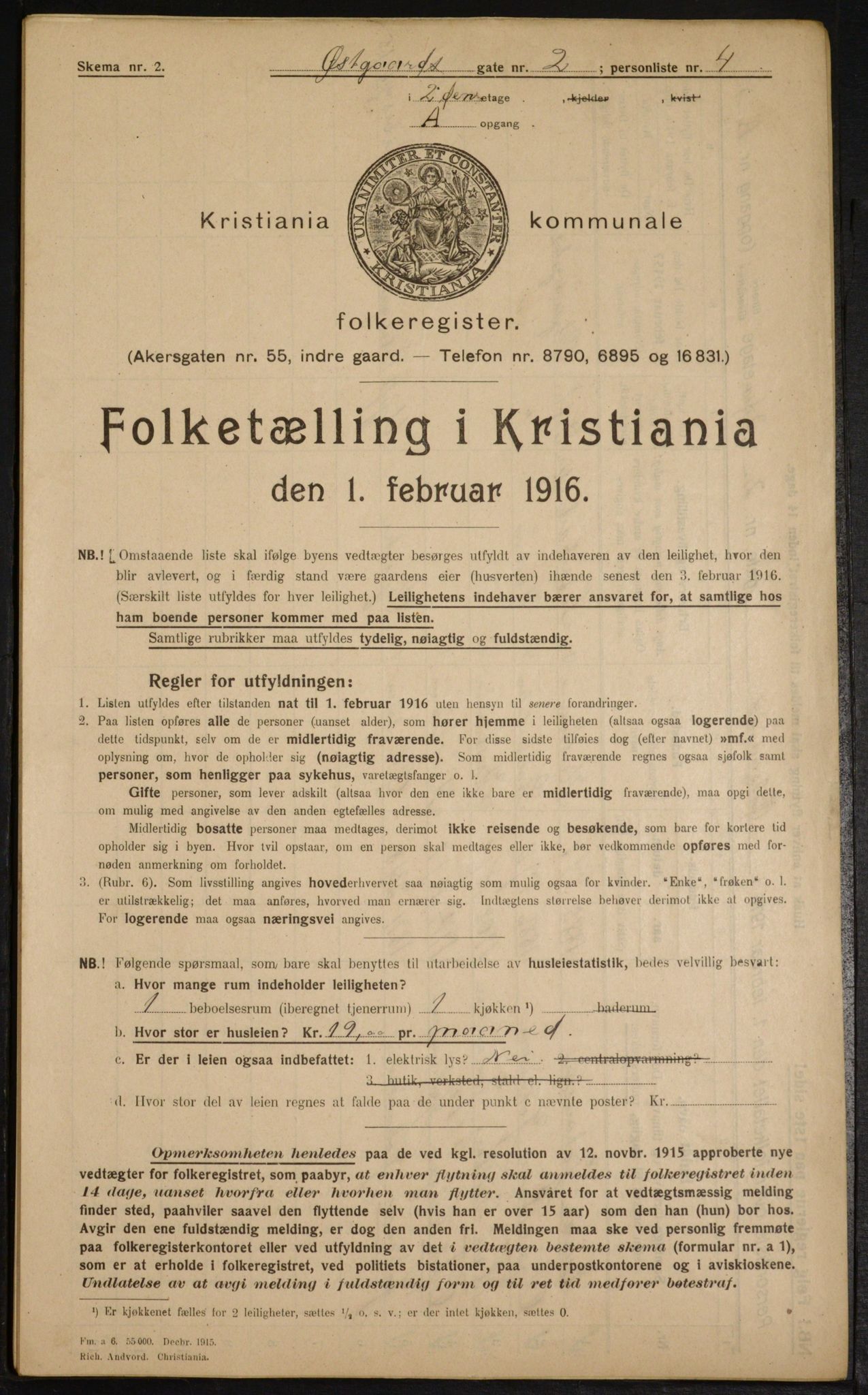 OBA, Municipal Census 1916 for Kristiania, 1916, p. 132773