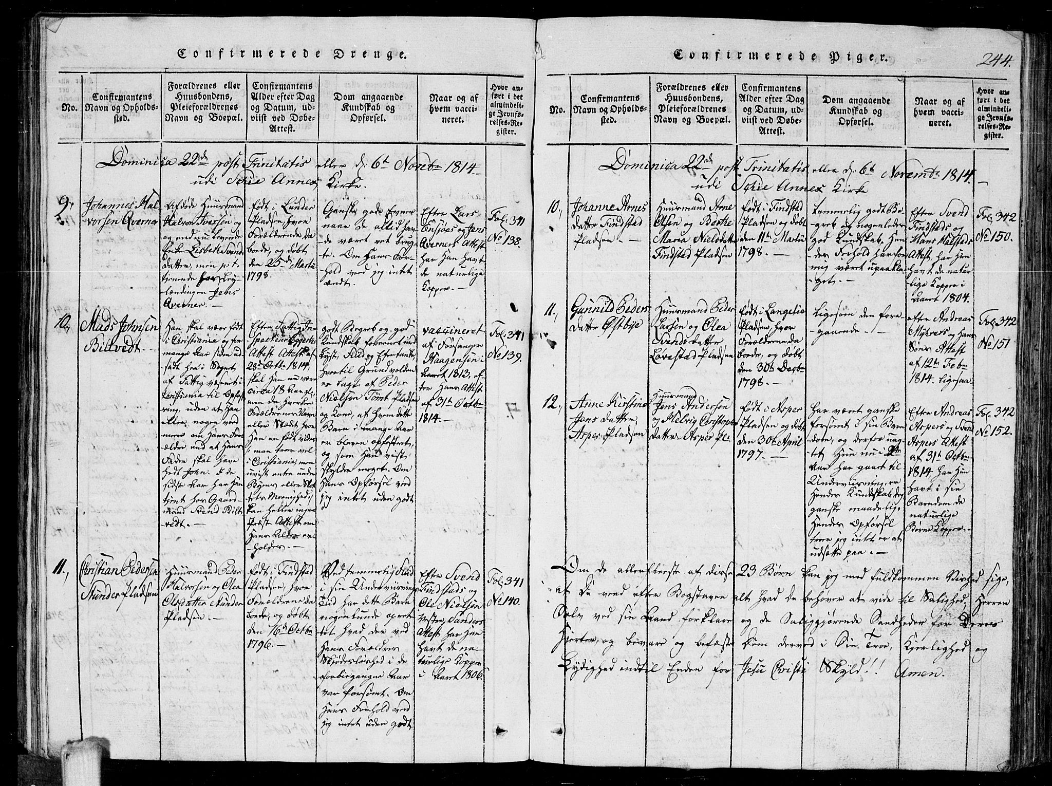 Kråkstad prestekontor Kirkebøker, AV/SAO-A-10125a/G/Ga/L0001: Parish register (copy) no. I 1, 1813-1824, p. 244