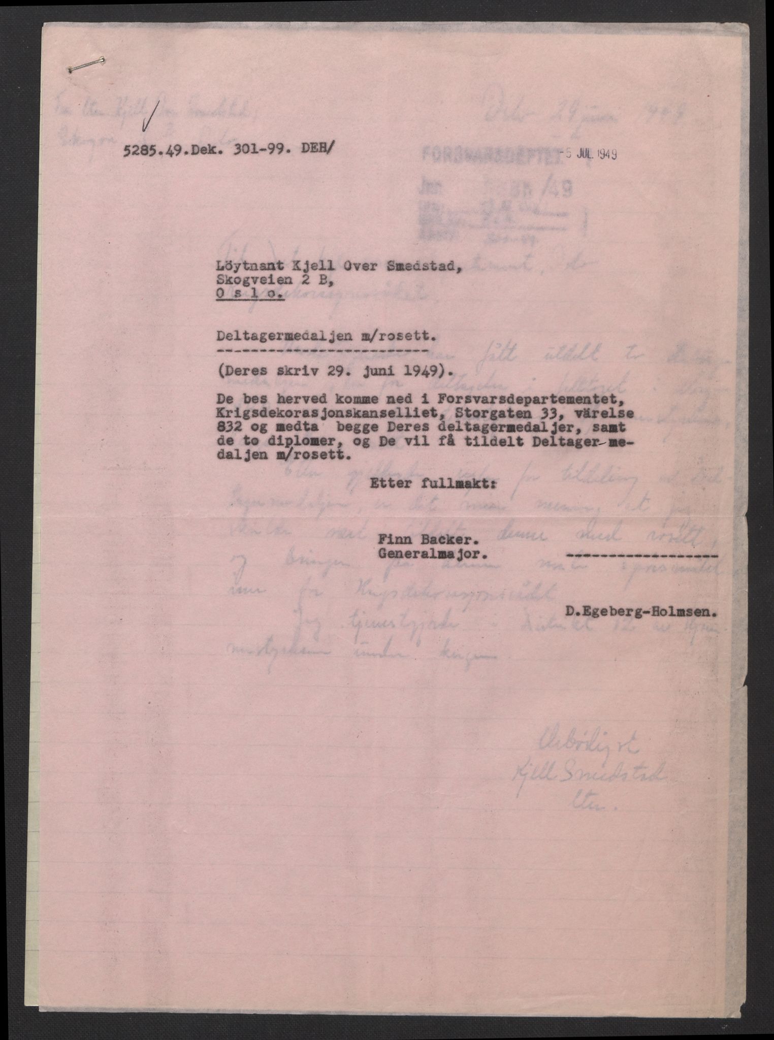 Forsvarsdepartementet, arkivet 1940-1945, RA/RAFA-2062, 1940-1945, p. 719