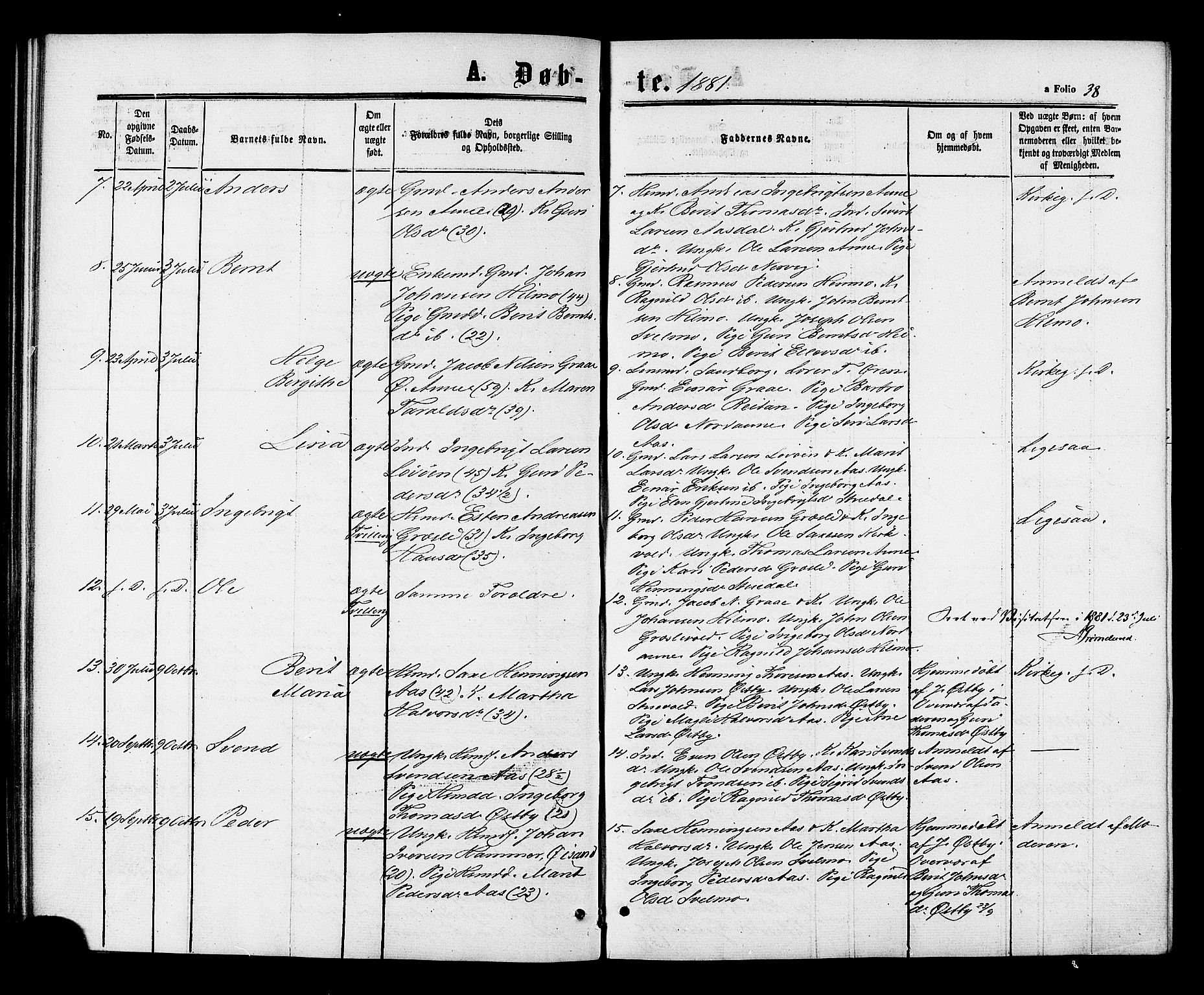 Ministerialprotokoller, klokkerbøker og fødselsregistre - Sør-Trøndelag, SAT/A-1456/698/L1163: Parish register (official) no. 698A01, 1862-1887, p. 38