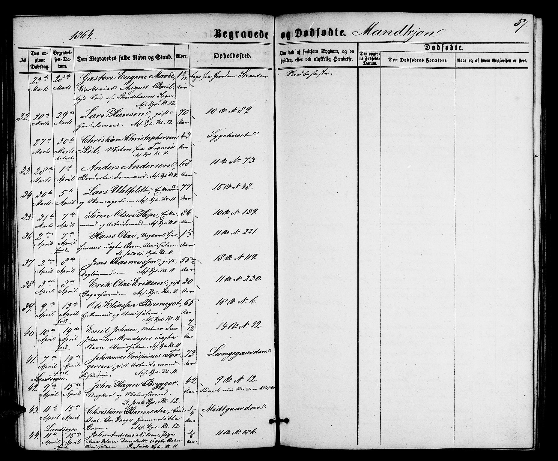 Domkirken sokneprestembete, SAB/A-74801/H/Hab/L0039: Parish register (copy) no. E 3, 1860-1868, p. 57