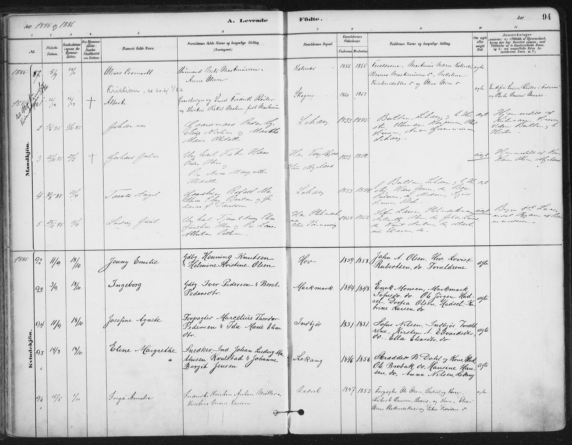 Ministerialprotokoller, klokkerbøker og fødselsregistre - Nordland, AV/SAT-A-1459/888/L1244: Parish register (official) no. 888A10, 1880-1890, p. 94