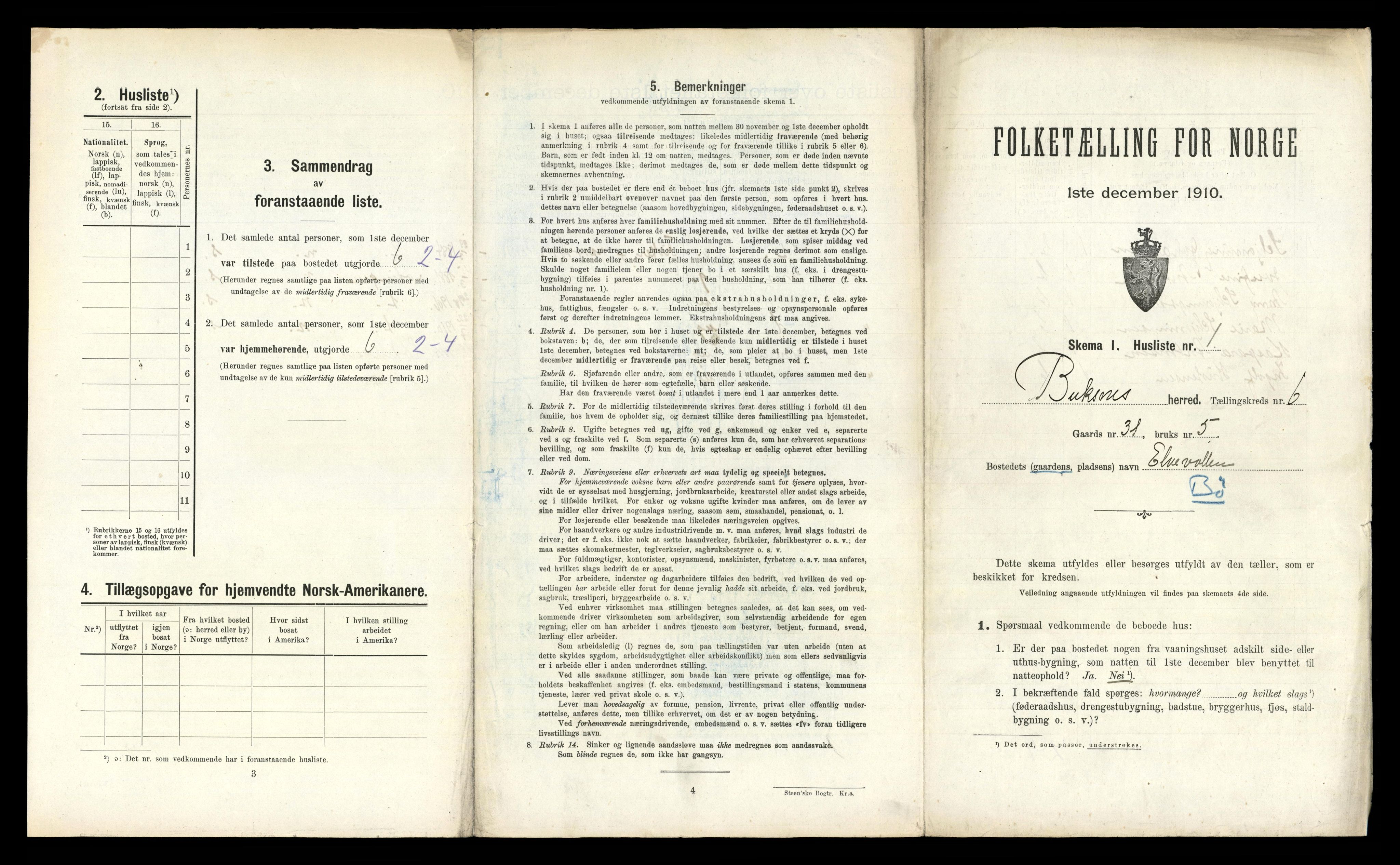 RA, 1910 census for Buksnes, 1910, p. 752